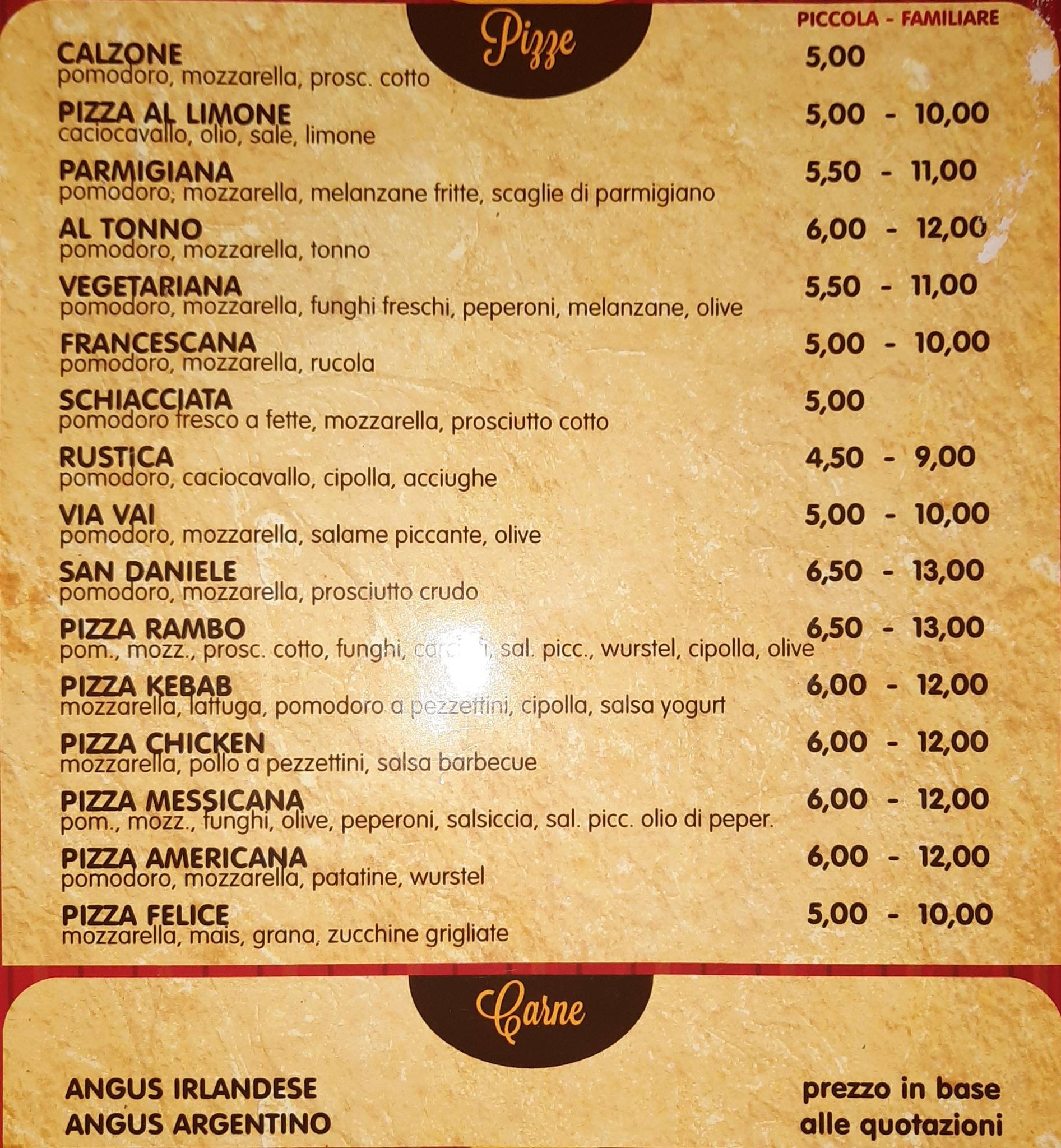 Menu di Sicilia Pizza 