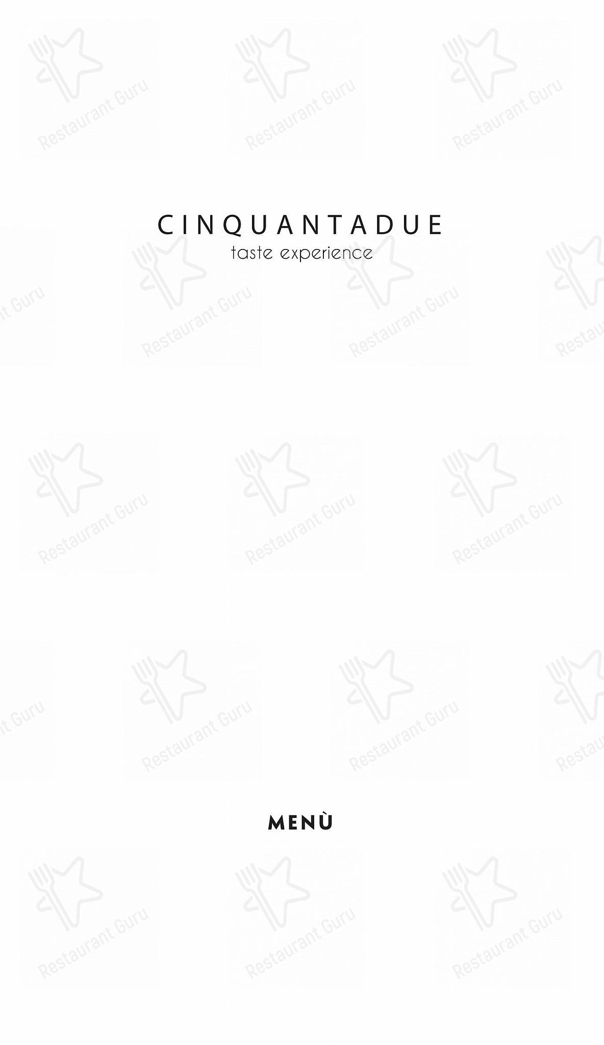Menu per Cinquantadue Milano ristorante