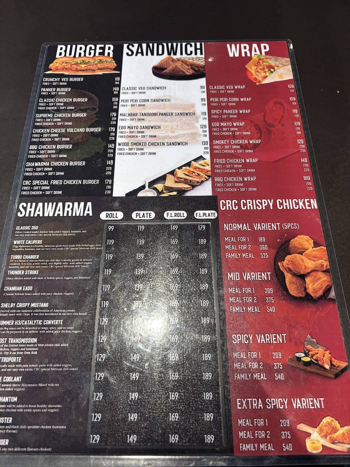 Classic Rider Cafe Tadipatri menu