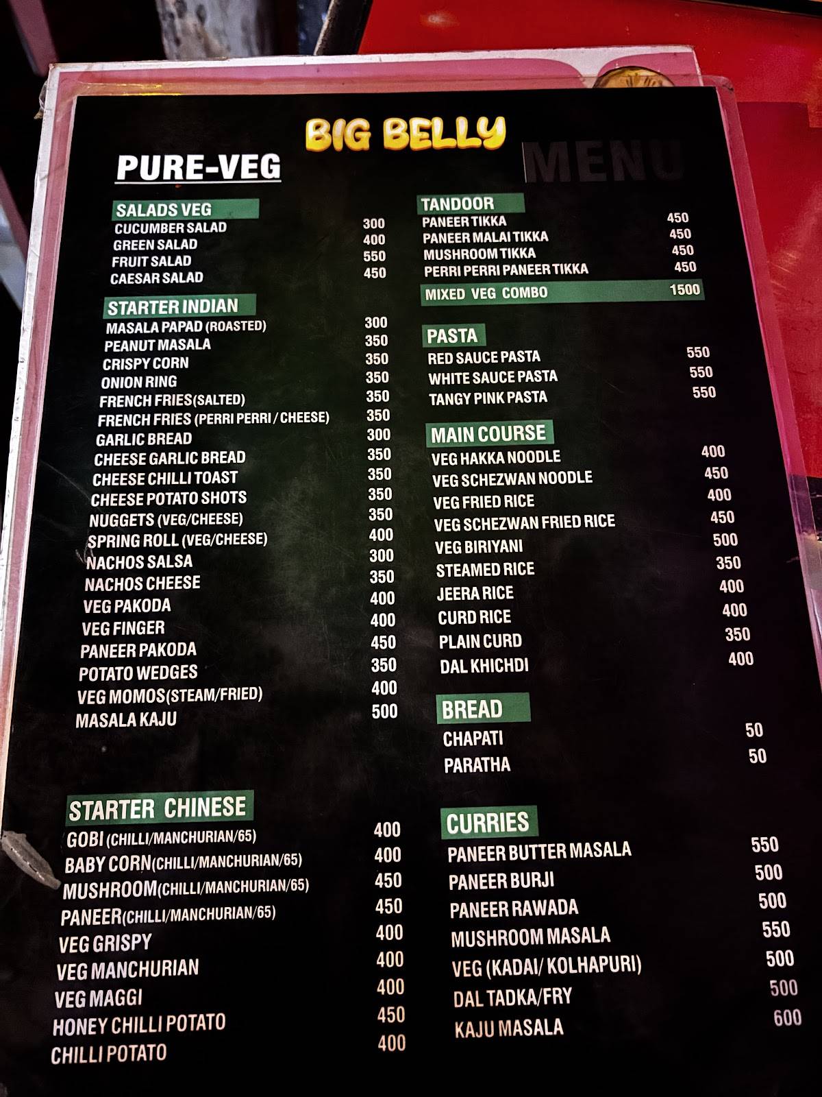 Club Titos menu