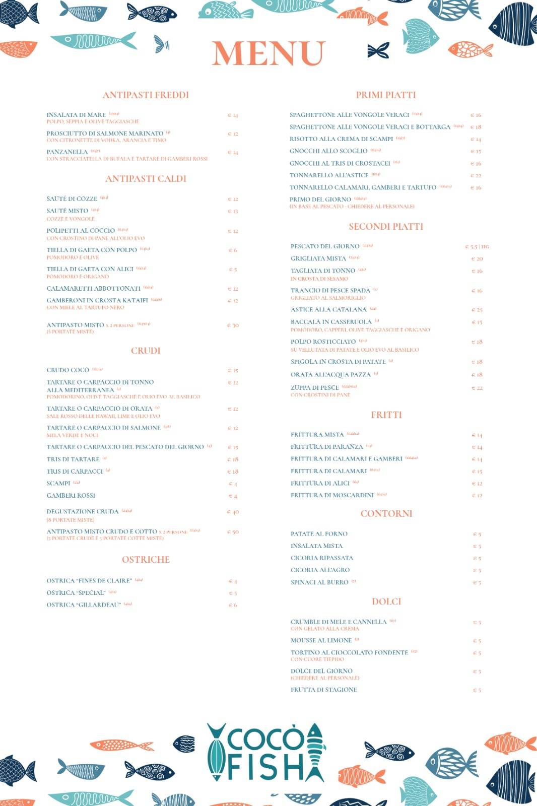 Menu di Cocò Fish 