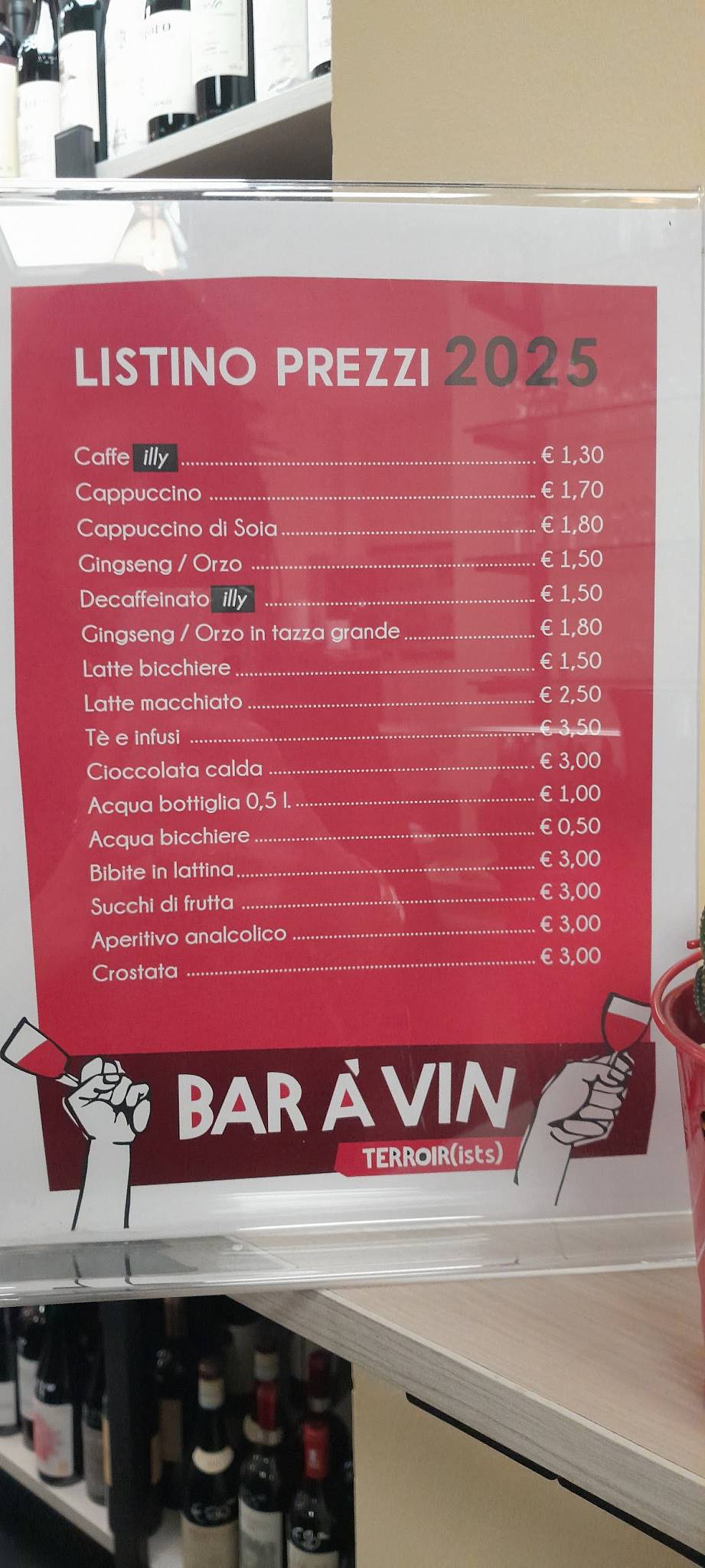 Menu di Bar à Vin - Terroir(ists) 