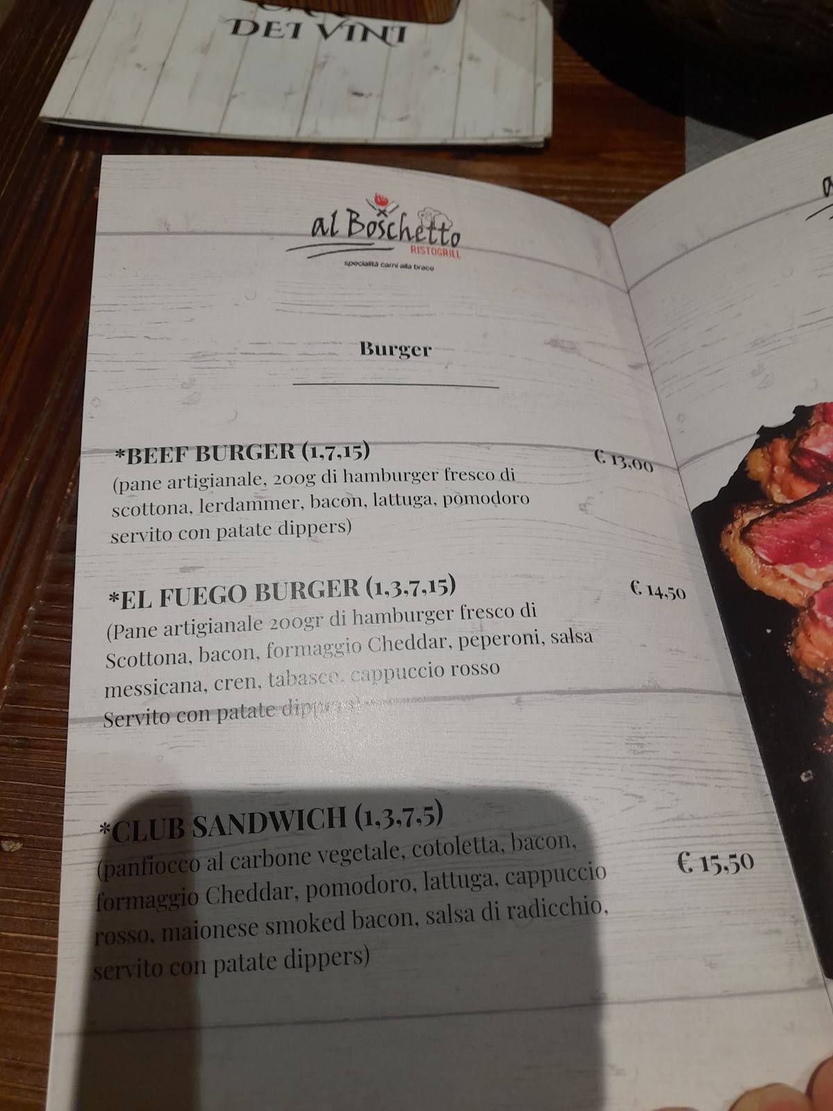 Menu di Al Boschetto Ristogrill 