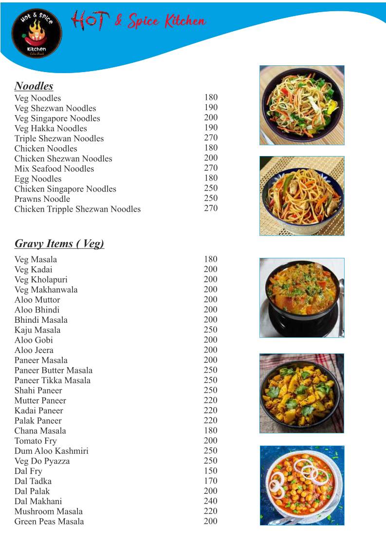 Hot And Spice Kitchen menu