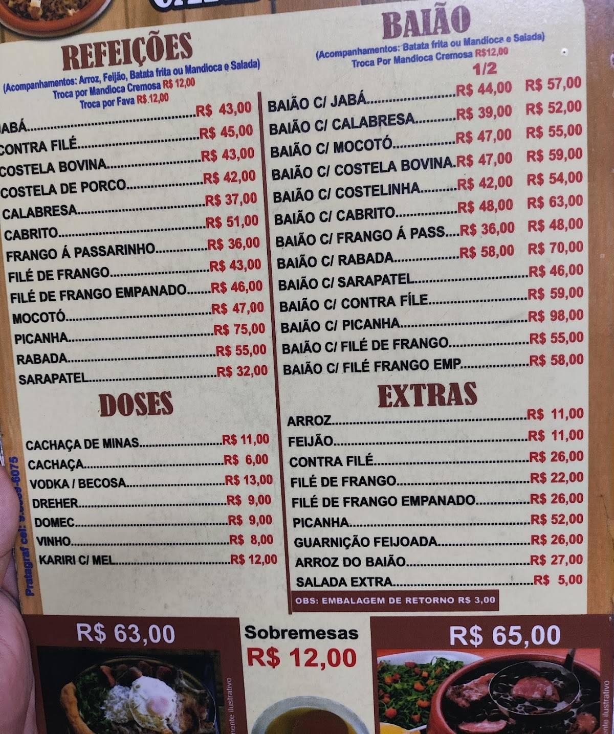 Comida Típica cardápio