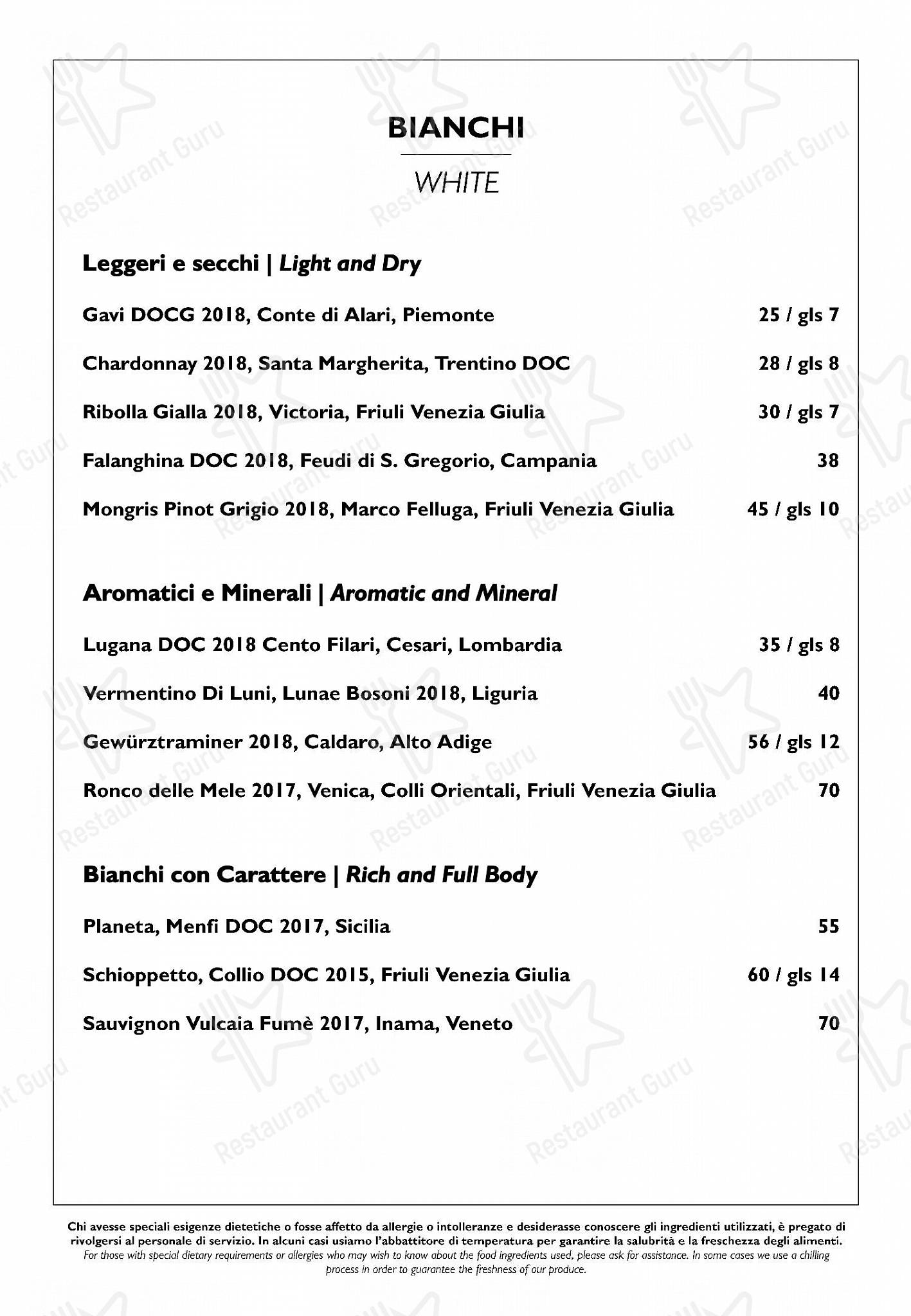 Menu per Satin in Como