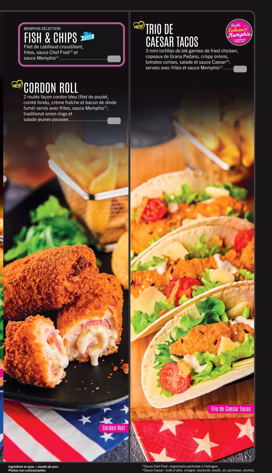 Menu de Memphis - Restaurant Diner