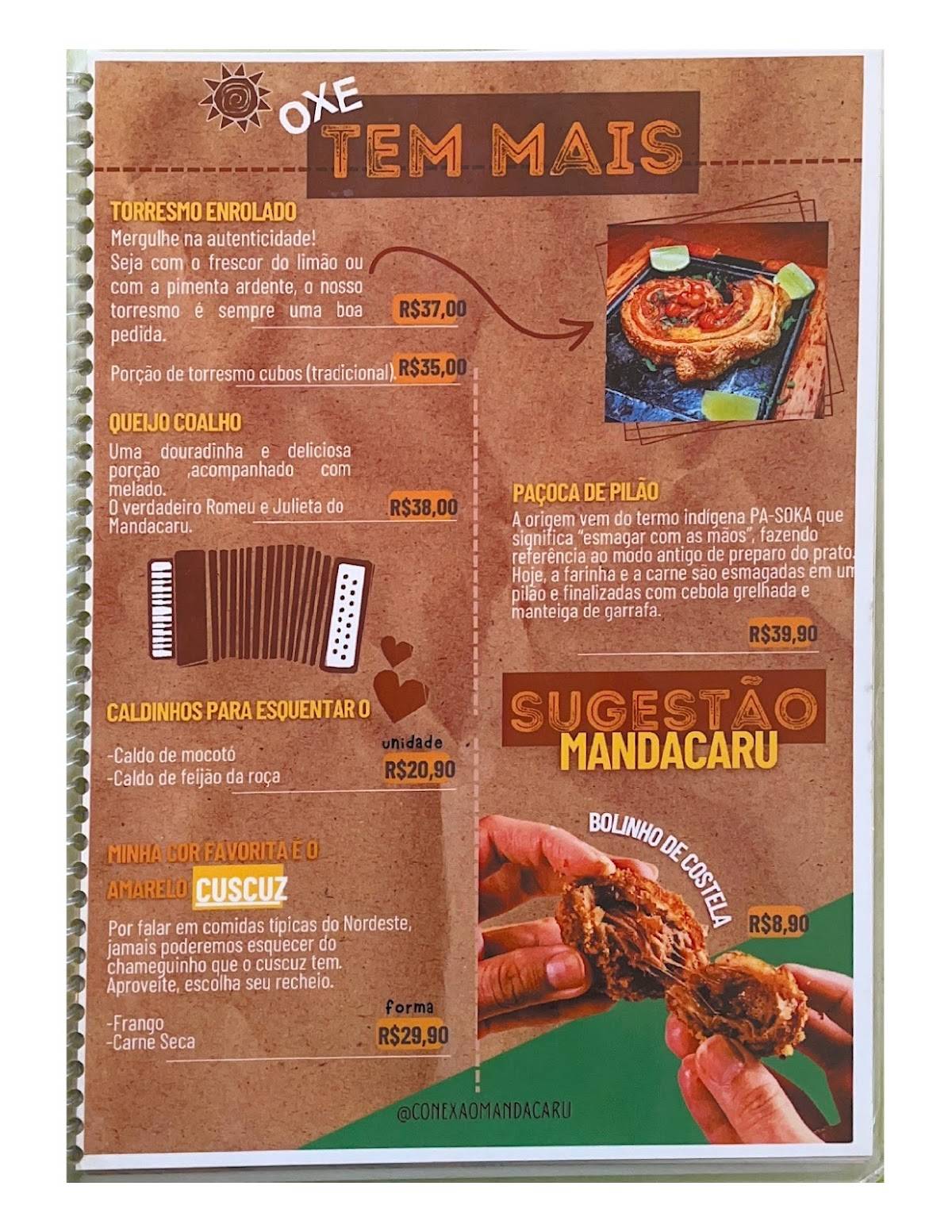 Conexão Mandacaru cardápio