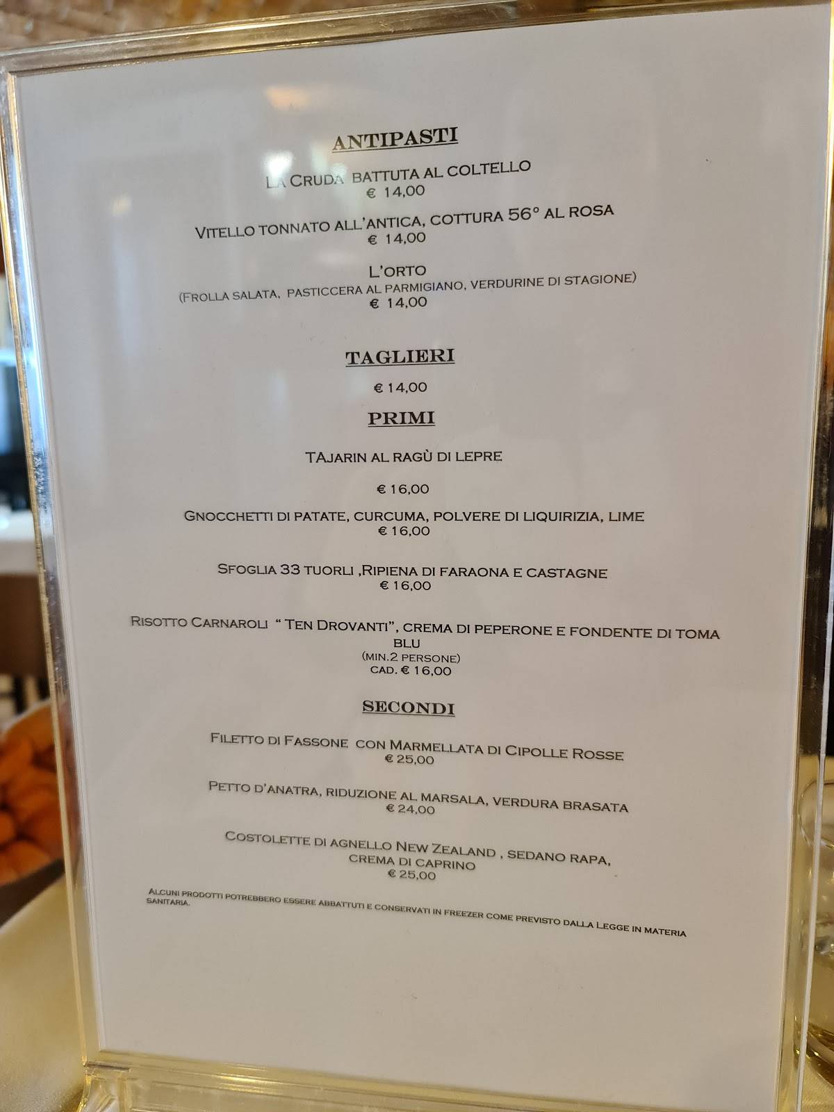 Menu di Convivium 