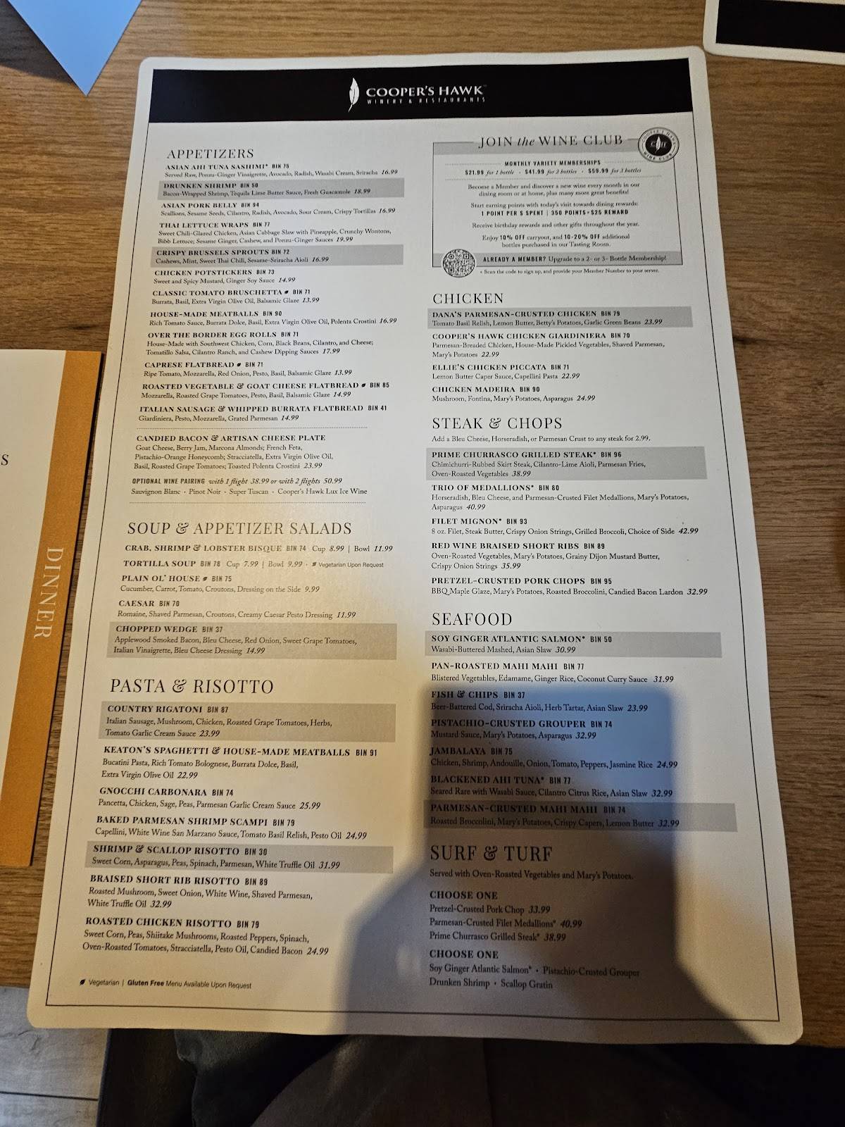 Menu at Cooper's Hawk Winery & Restaurant Toledo, Toledo