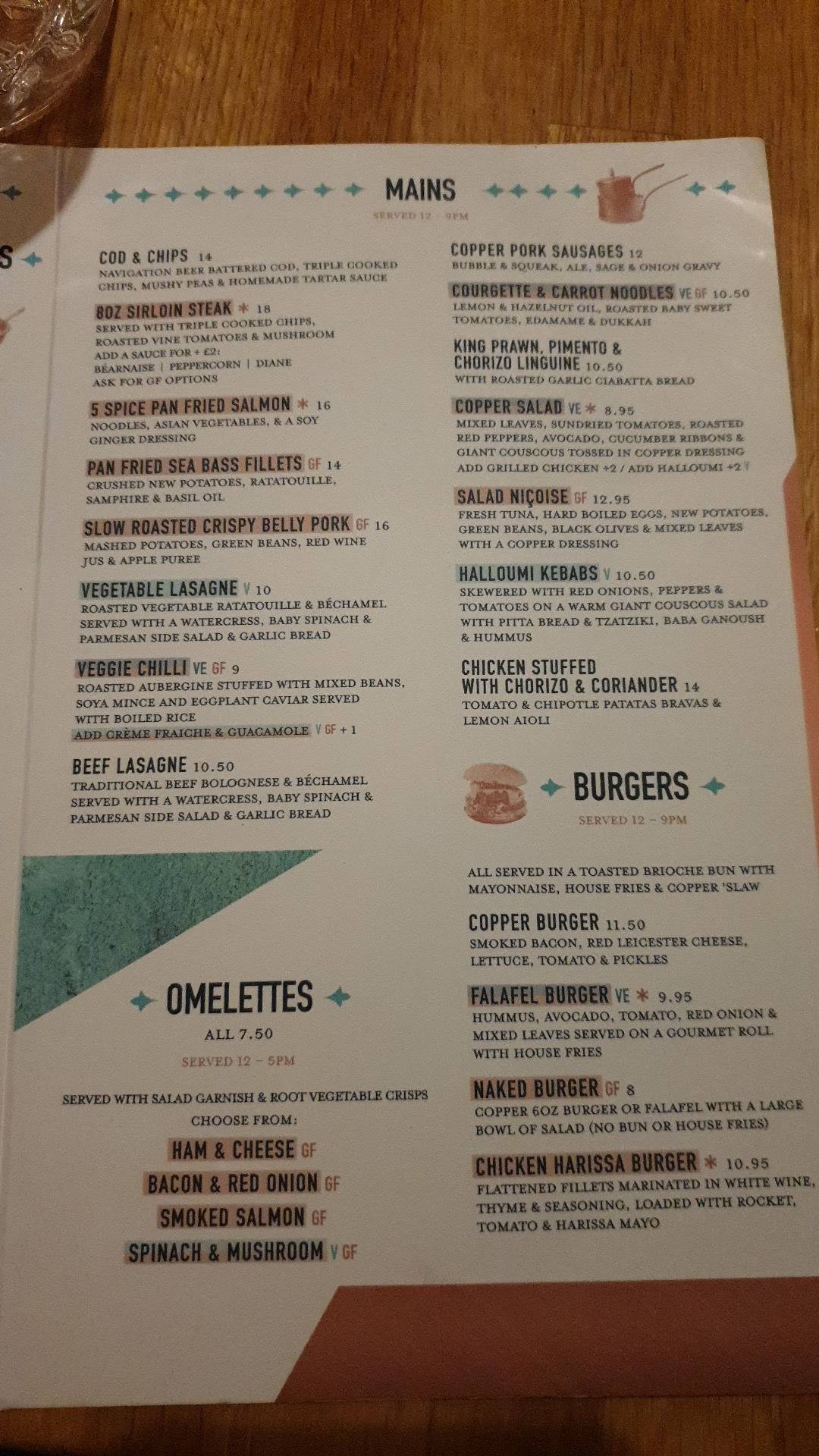 Menu at Copper Mapperley restaurant, Nottingham, 930 Woodborough Rd