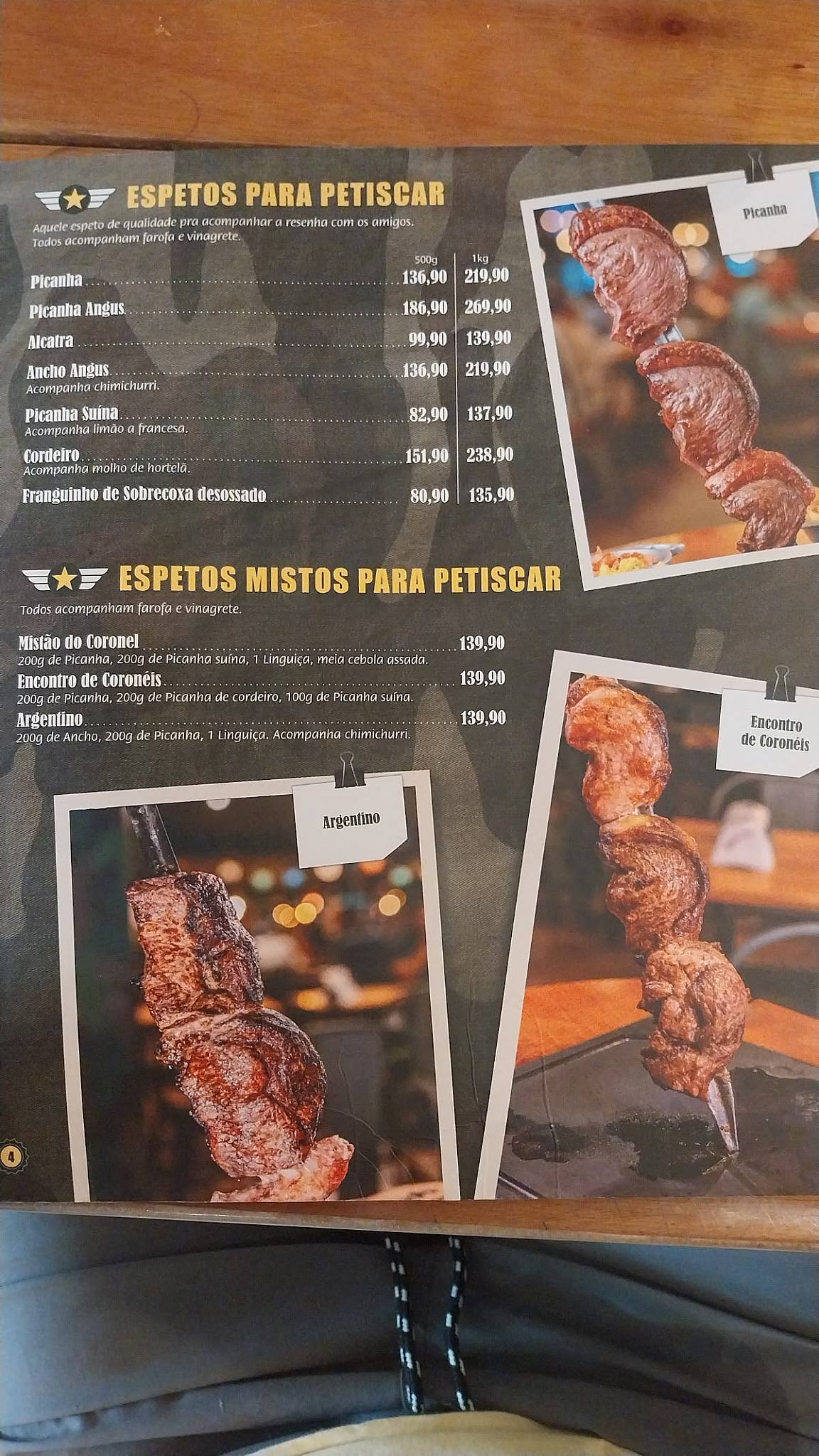 Coronel Picanha cardápio