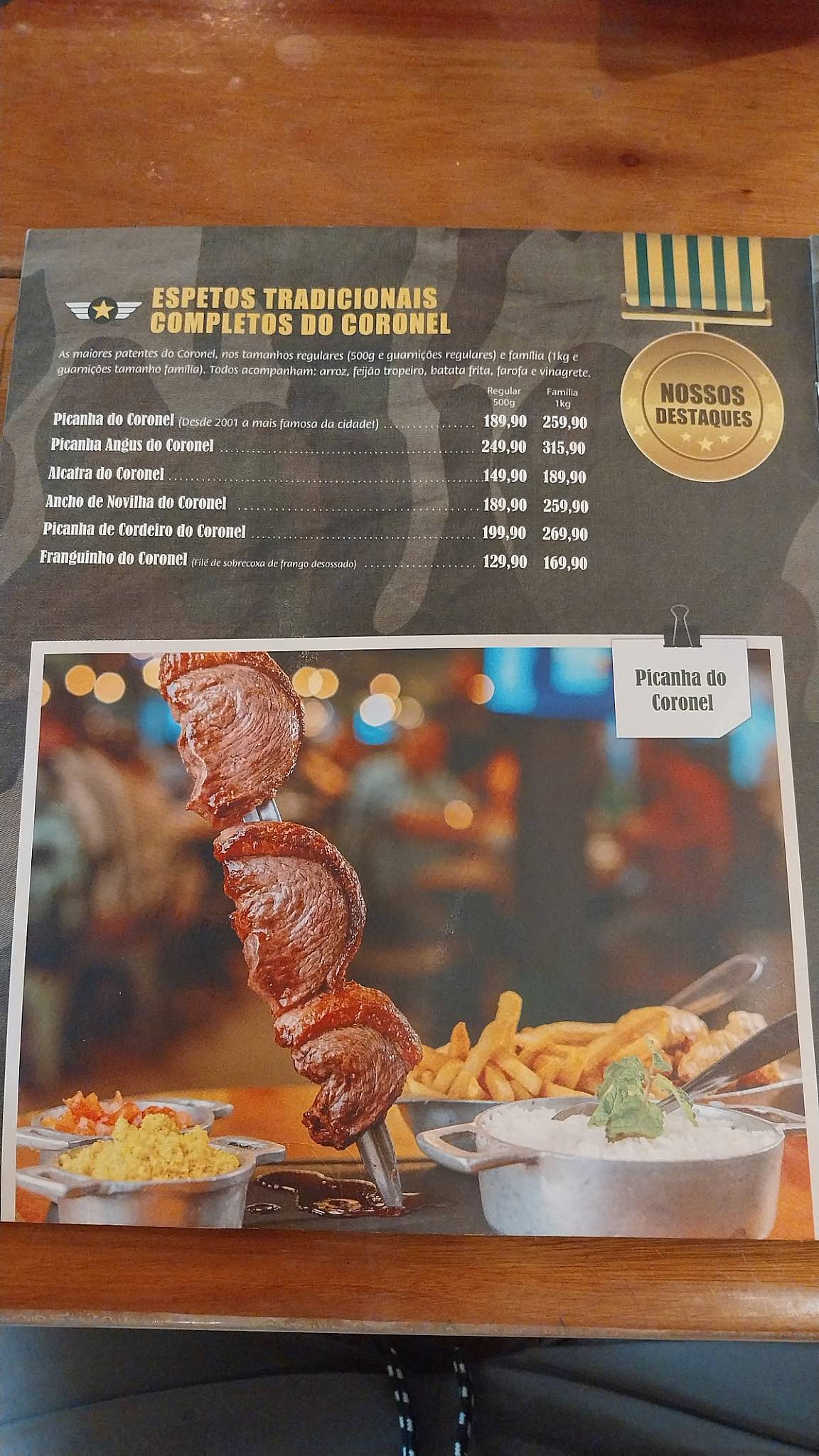 Coronel Picanha cardápio