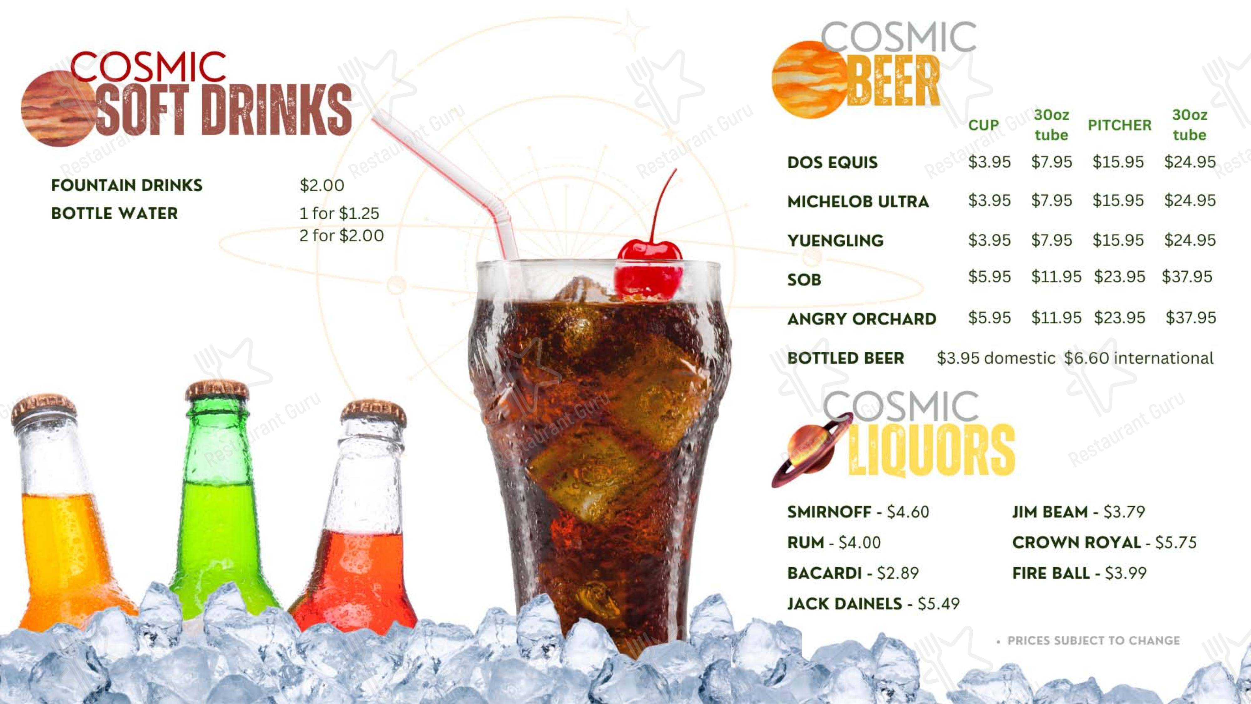 Menu at Cosmic Grill @ Shaw Lanes restaurant, Shaw Air Force Base