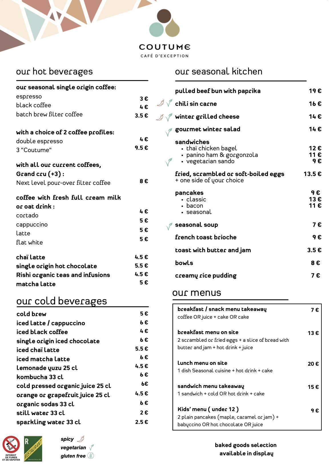 Menu de Coutume Babylone | Torréfacteur | Coffee shop | Brunch