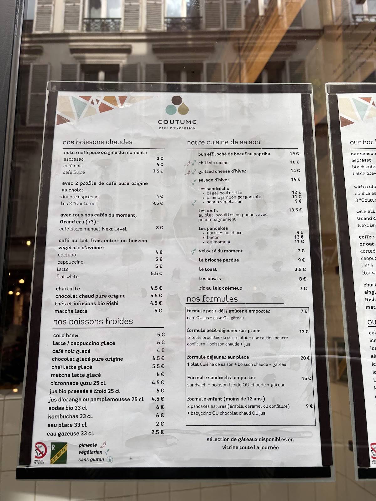 Menu de Coutume Babylone | Torréfacteur | Coffee shop | Brunch