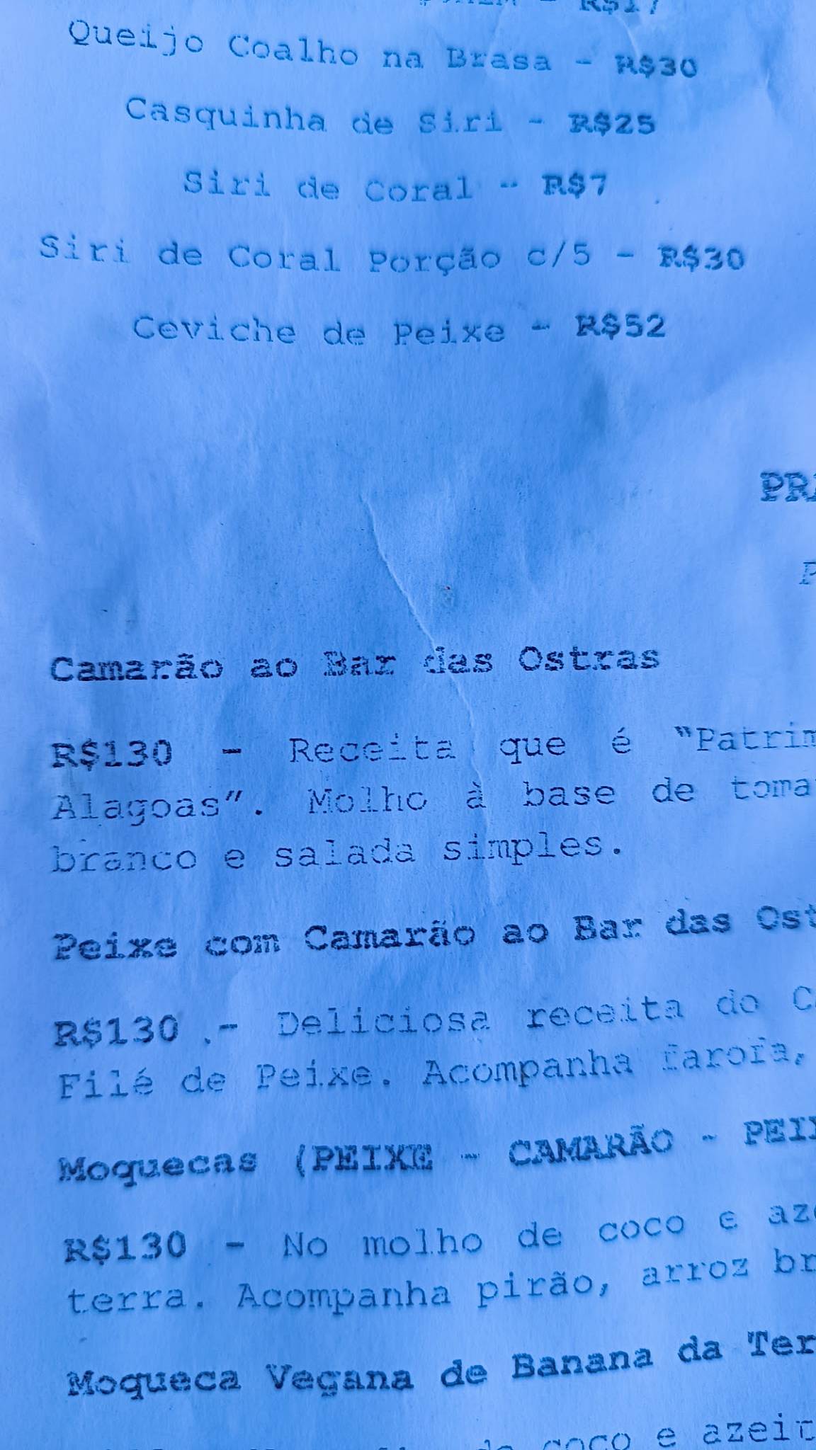 Crôa Bar cardápio