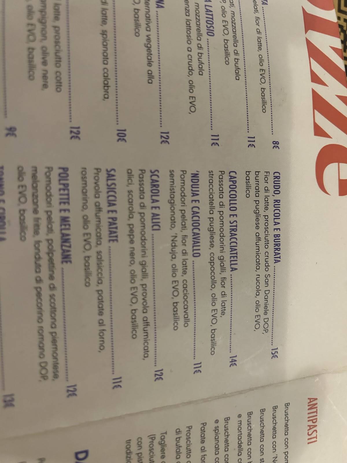 Menu di Crocca - Milano Via Fiamma 