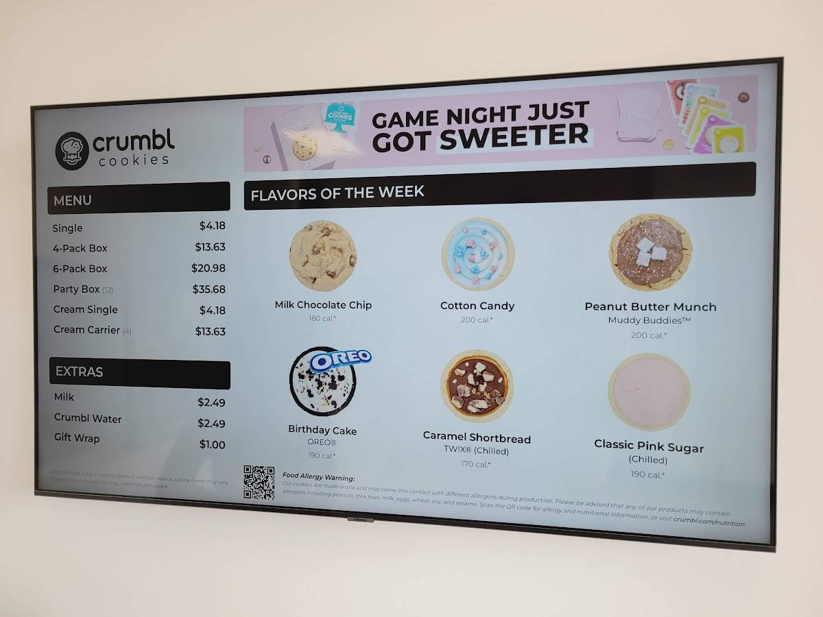 Menu at Crumbl Westover Village desserts, Fort Worth