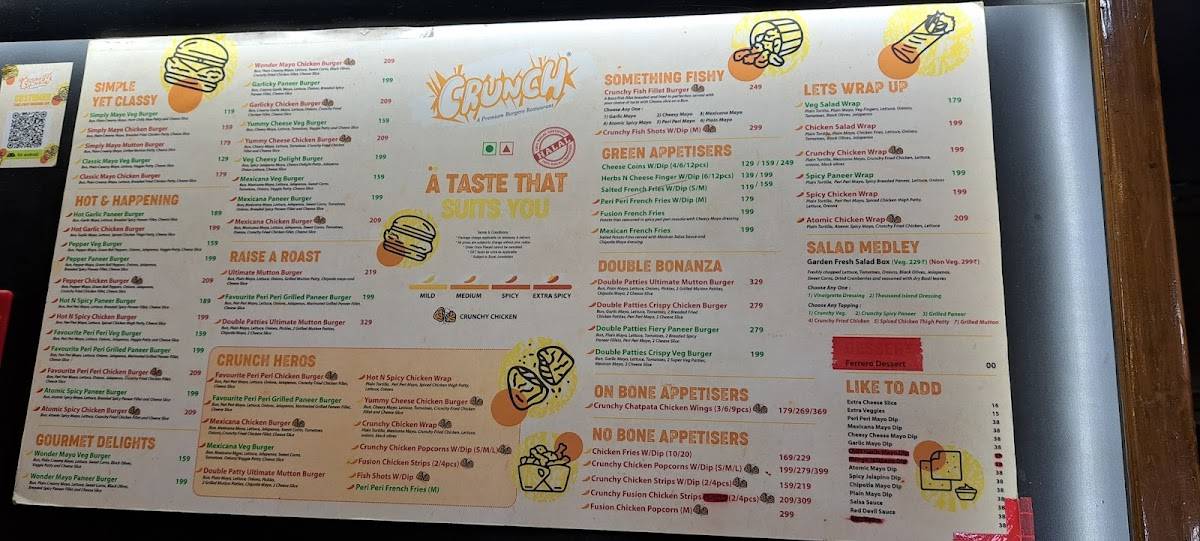 Crunch - A Premium Burger Restaurant menu
