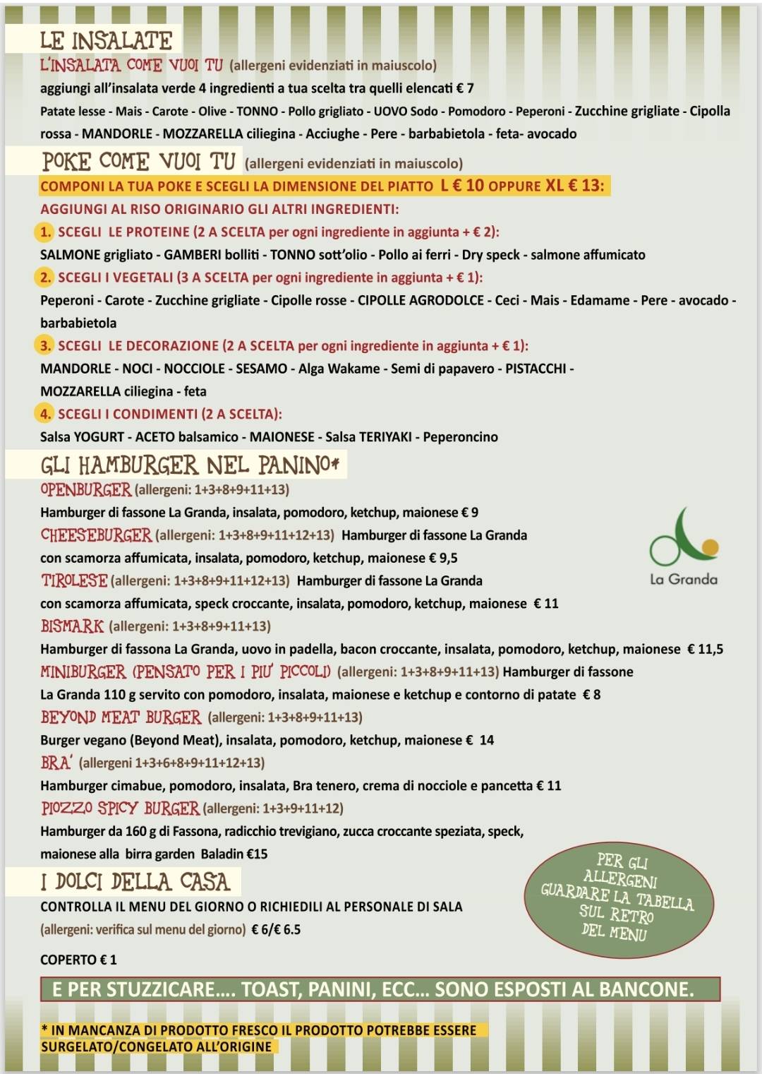 Menu di Open Baladin 