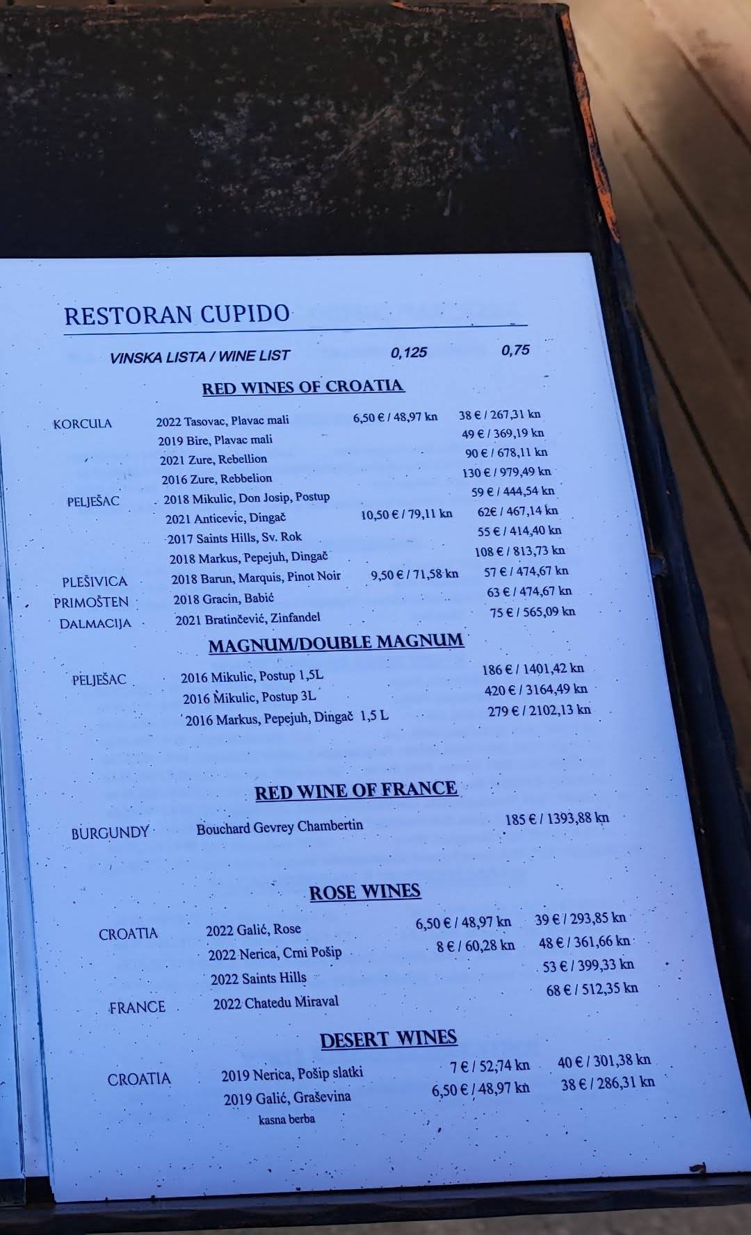 Menu di Cupido 