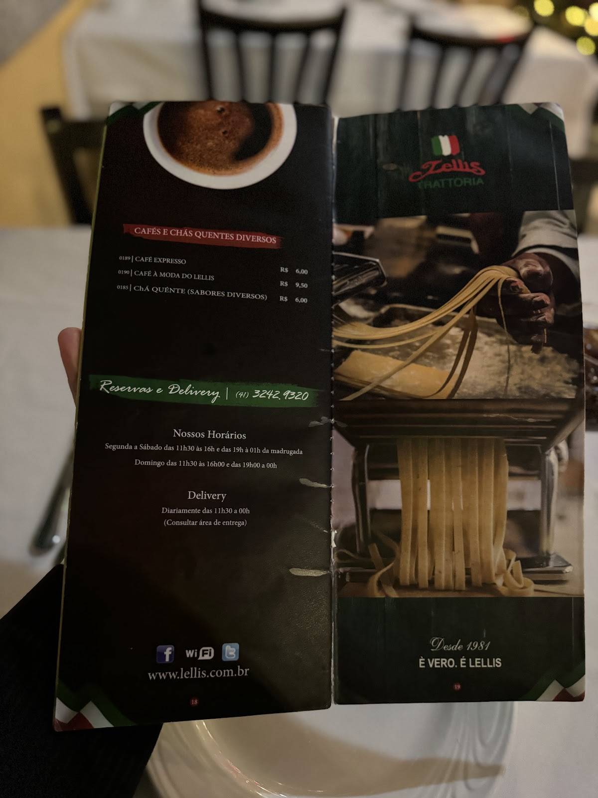 Lellis Trattoria - Curitiba cardápio