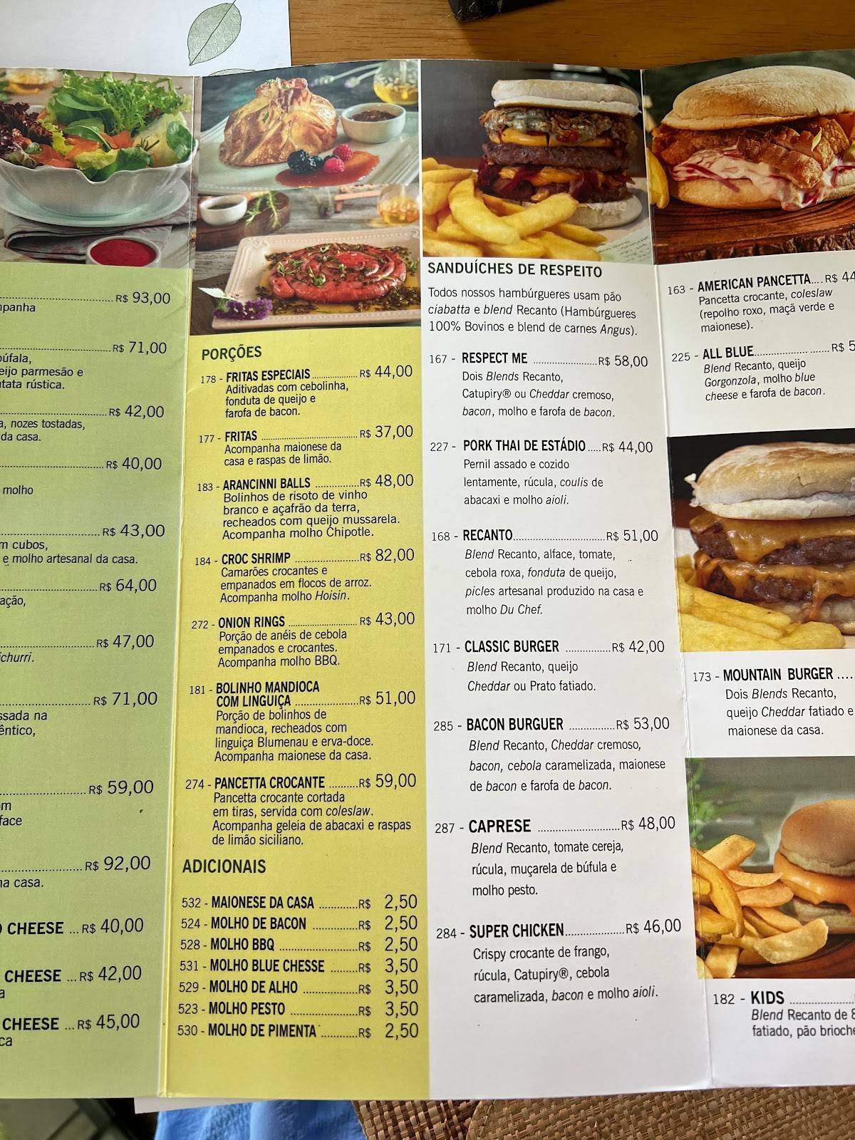 Recanto Restô Bar cardápio