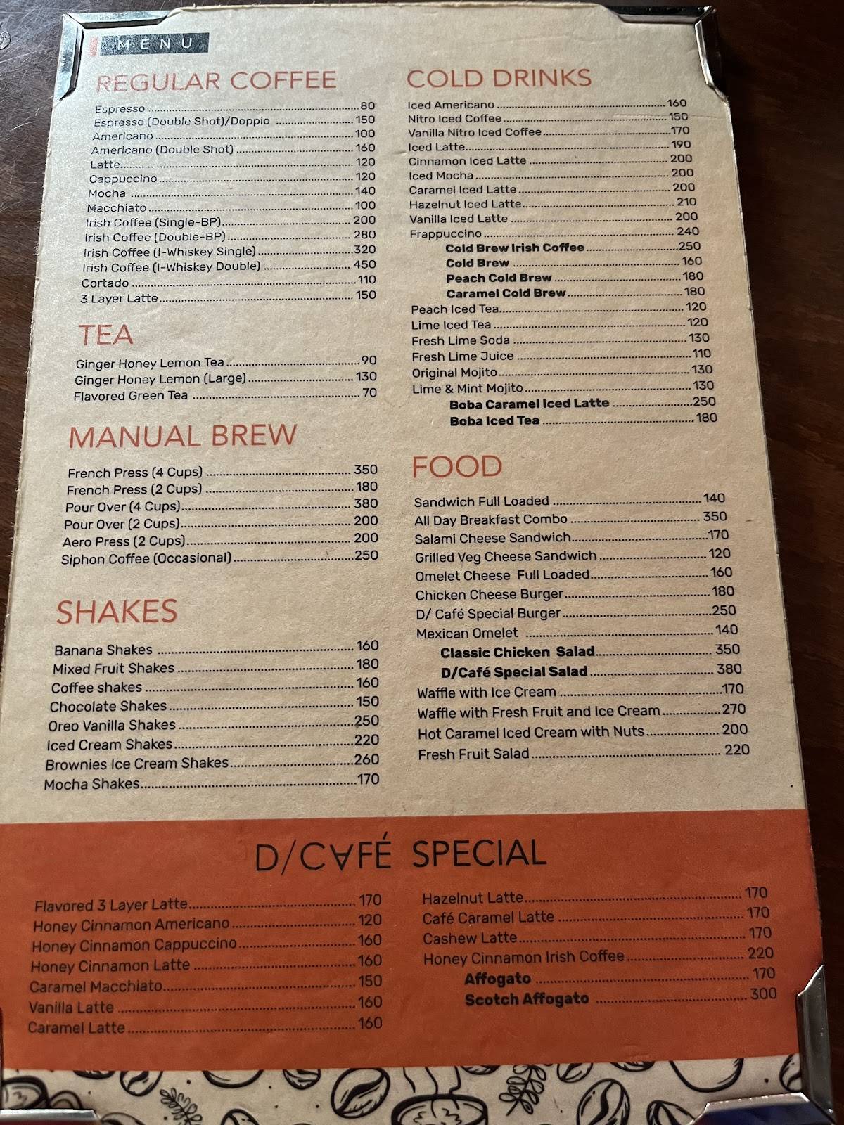 D/C∀FÉ menu