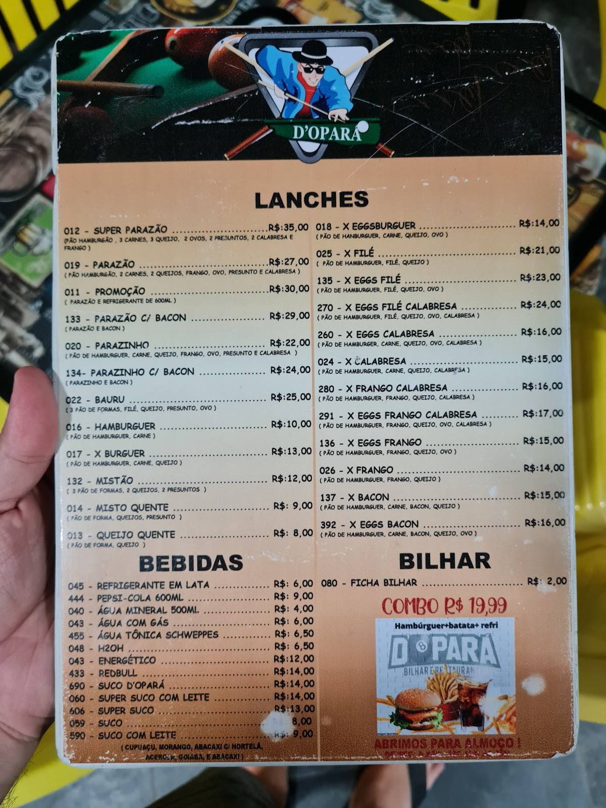 D'OPARÁ cardápio