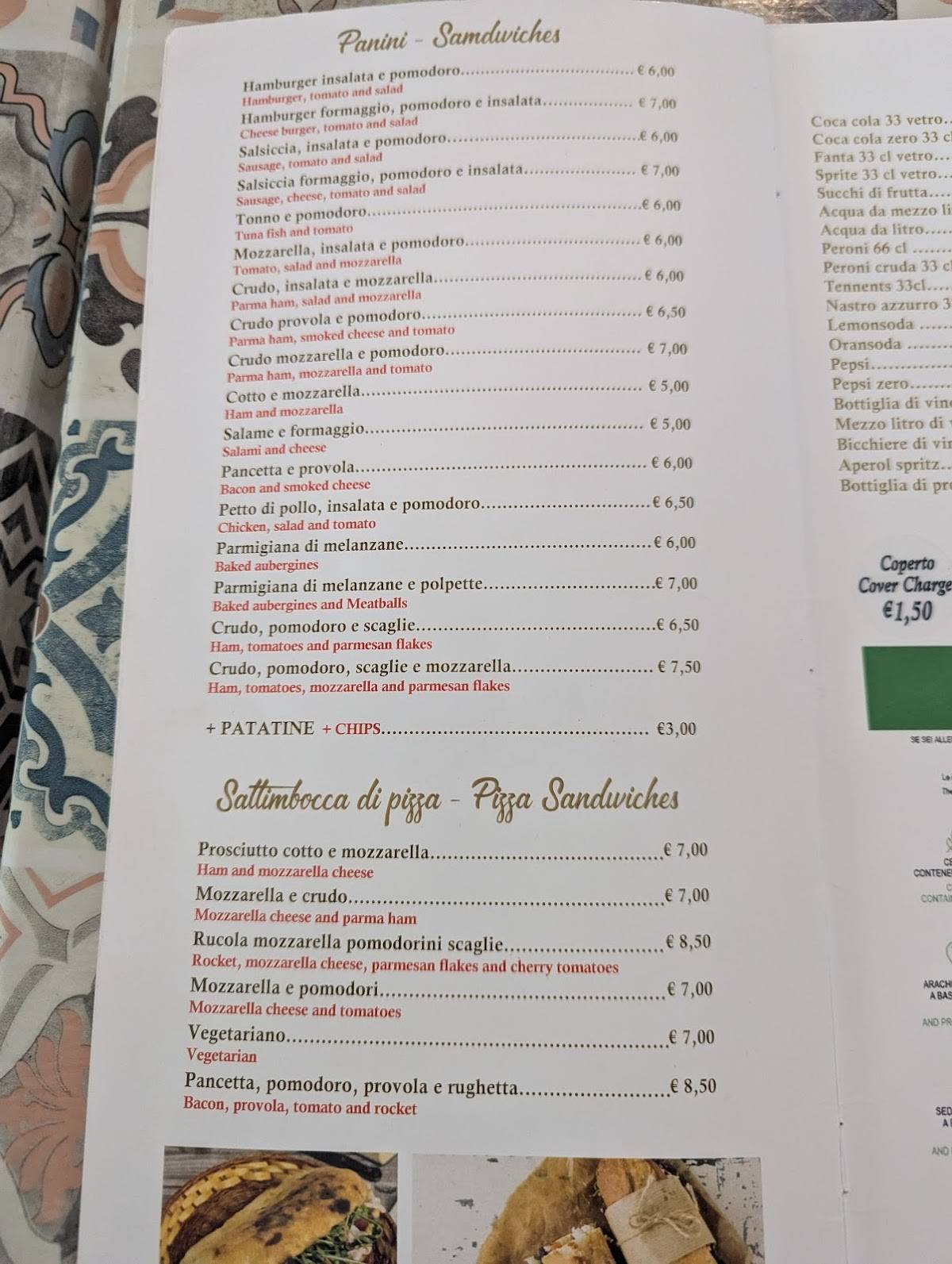 Menu di Da Nello take away trattoria pizzeria 