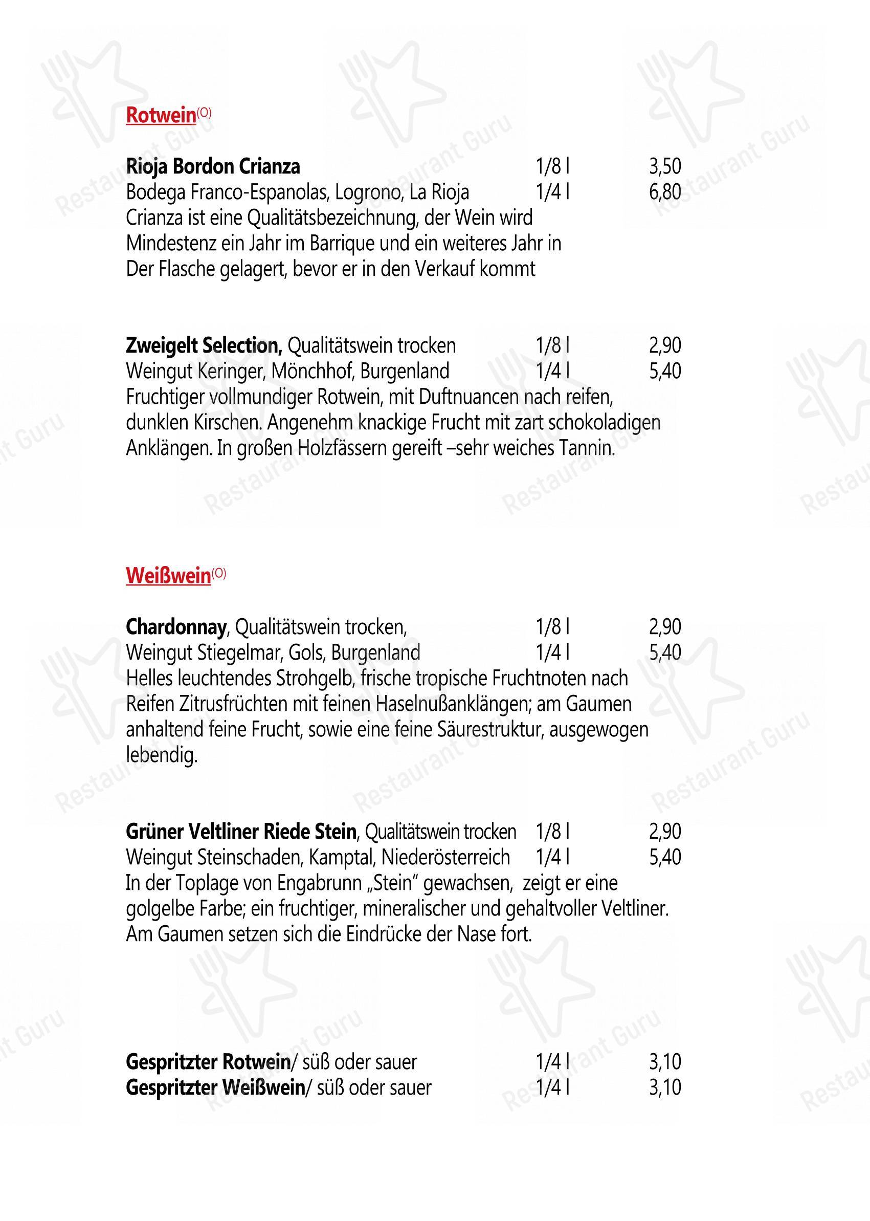 Menu pour Da Yang