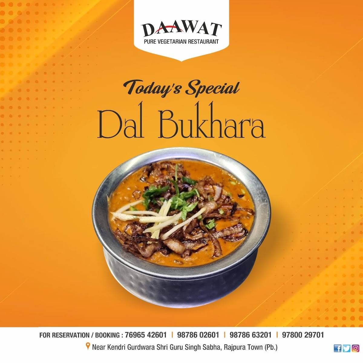 Daawat Restaurant & Daawat Bakers menu