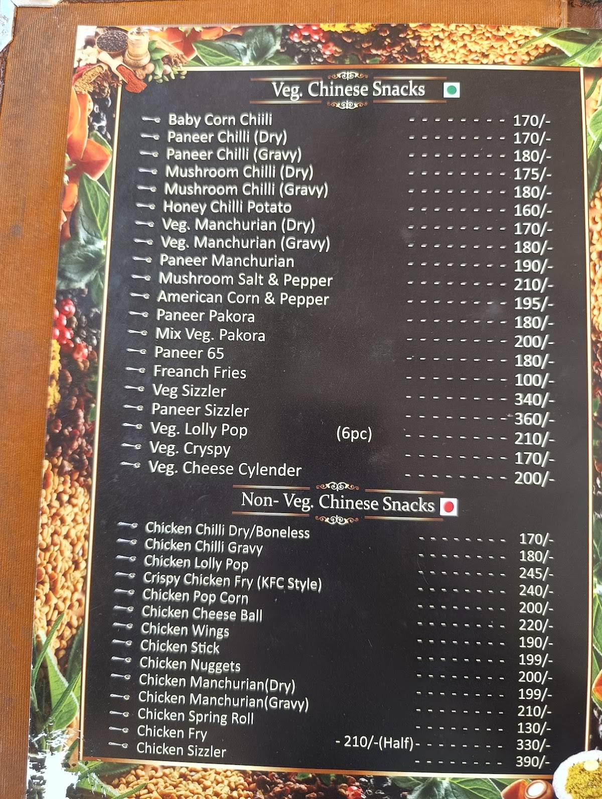 Dalchini restaurant menu