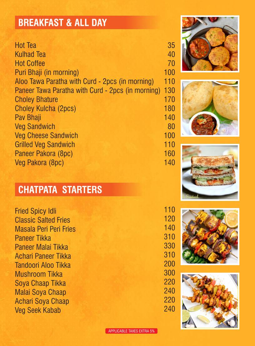 Dalmia's Saffron Vatika Restaurant menu