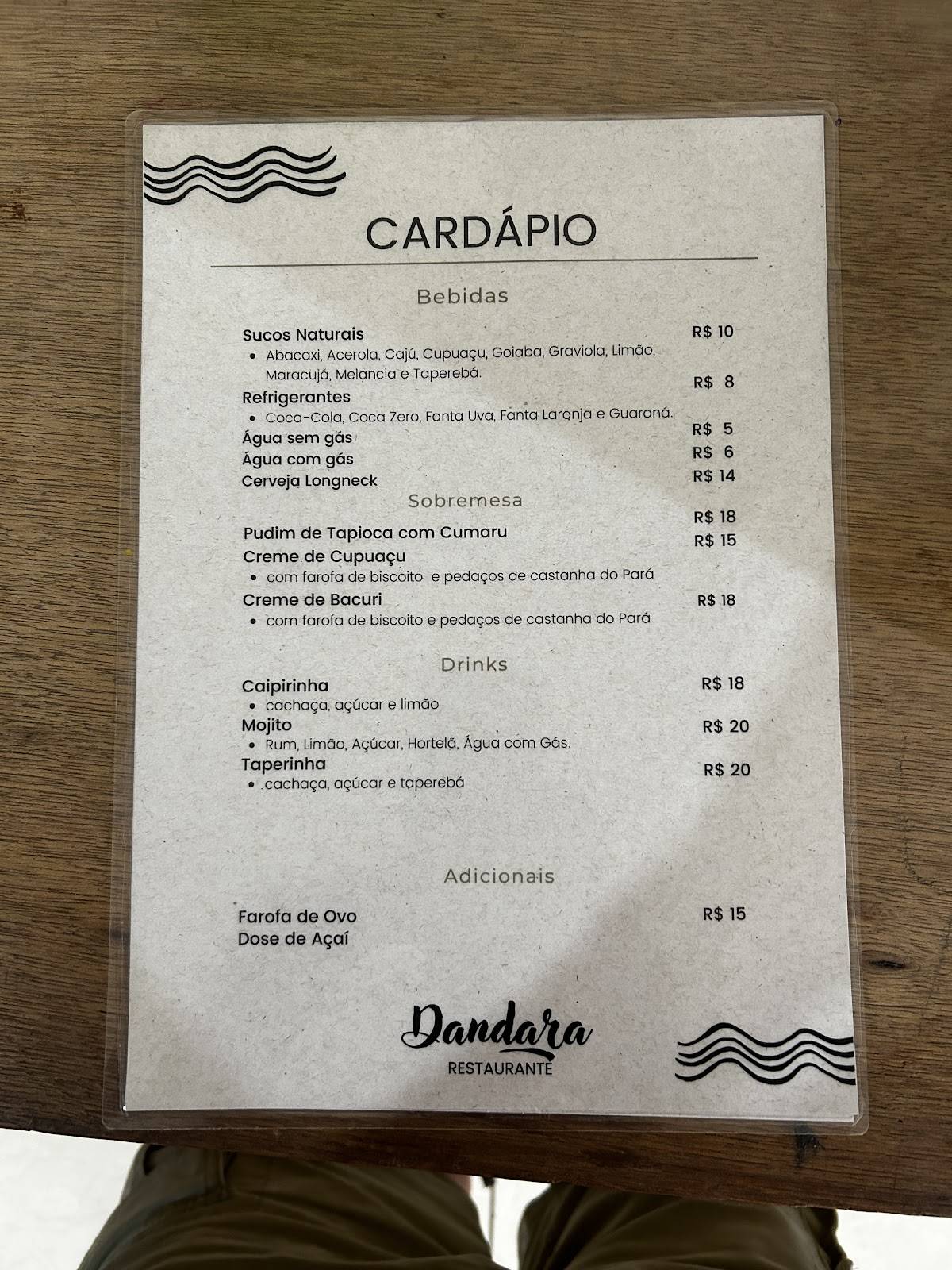 Dandara Restaurante cardápio