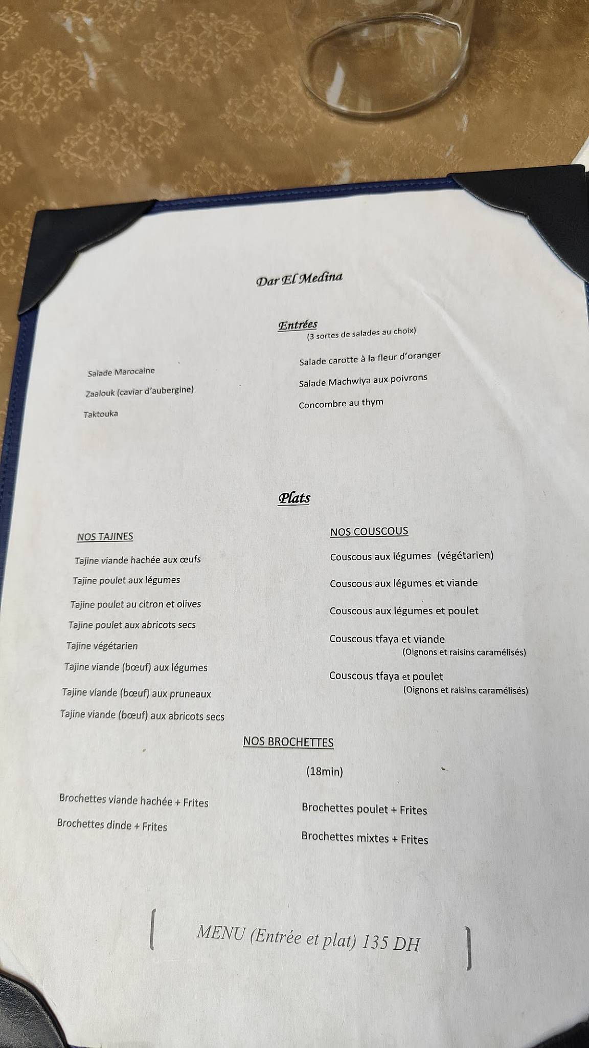 Menu de Dar El Medina