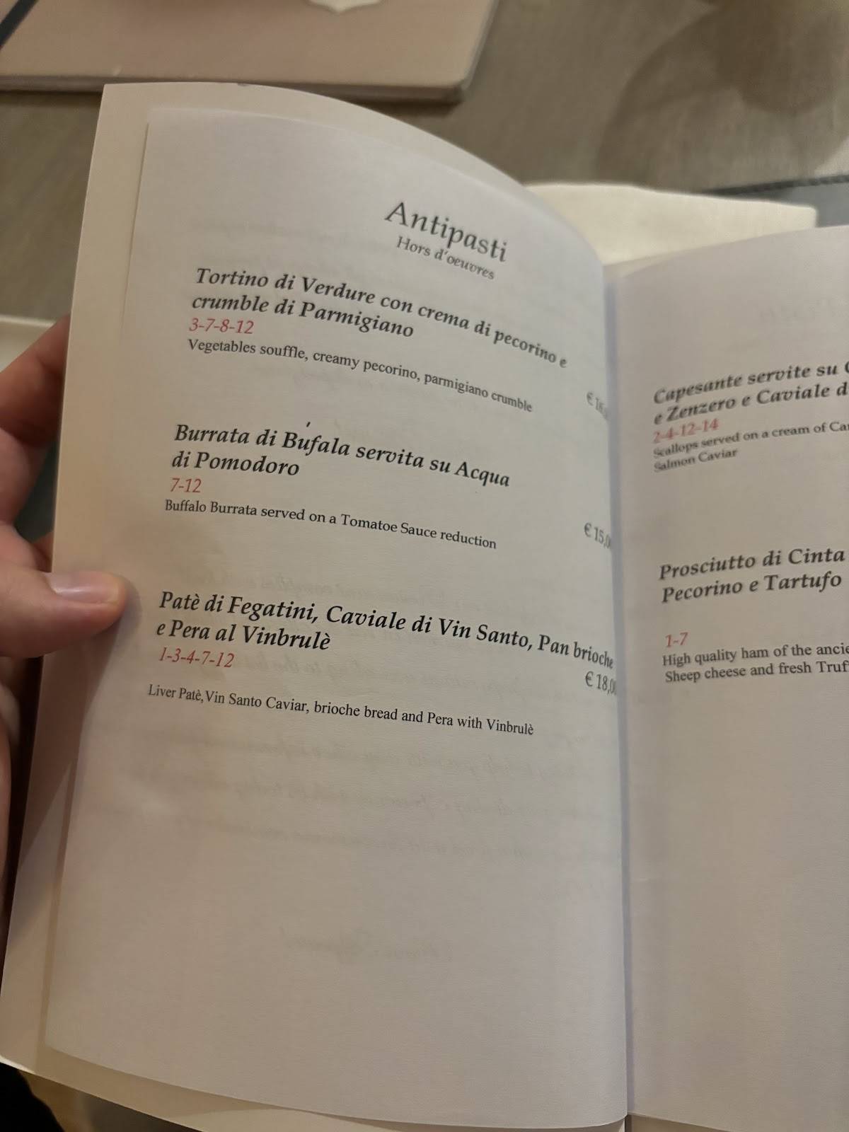 Menu di Ristorante Daria 