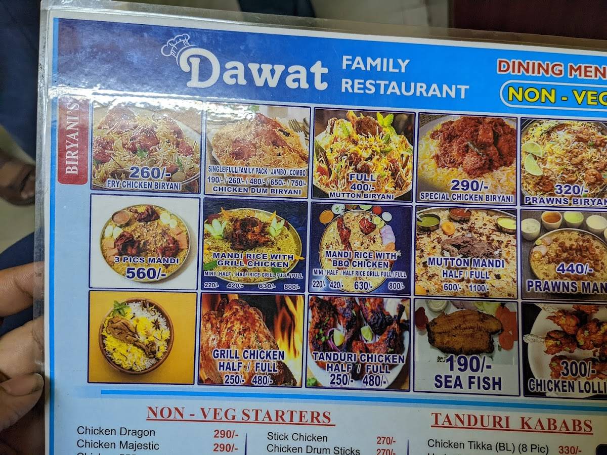 Dawat Family Restaurant menu