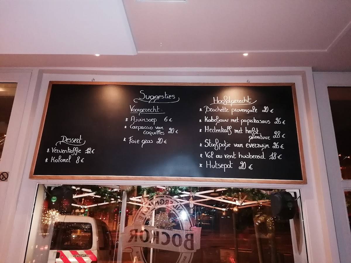 Menu at De Menenpoort Café Restaurant Kortrijk