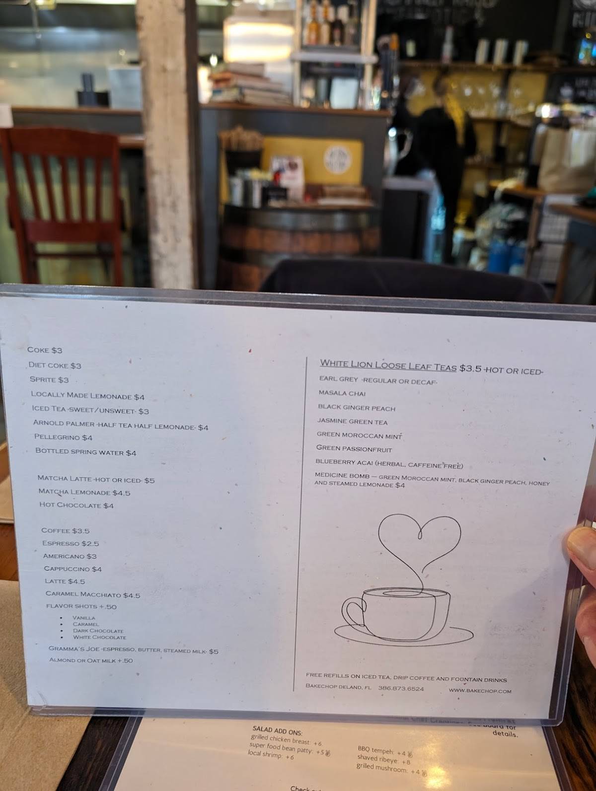 Menu at Bake Chop restaurant, DeLand