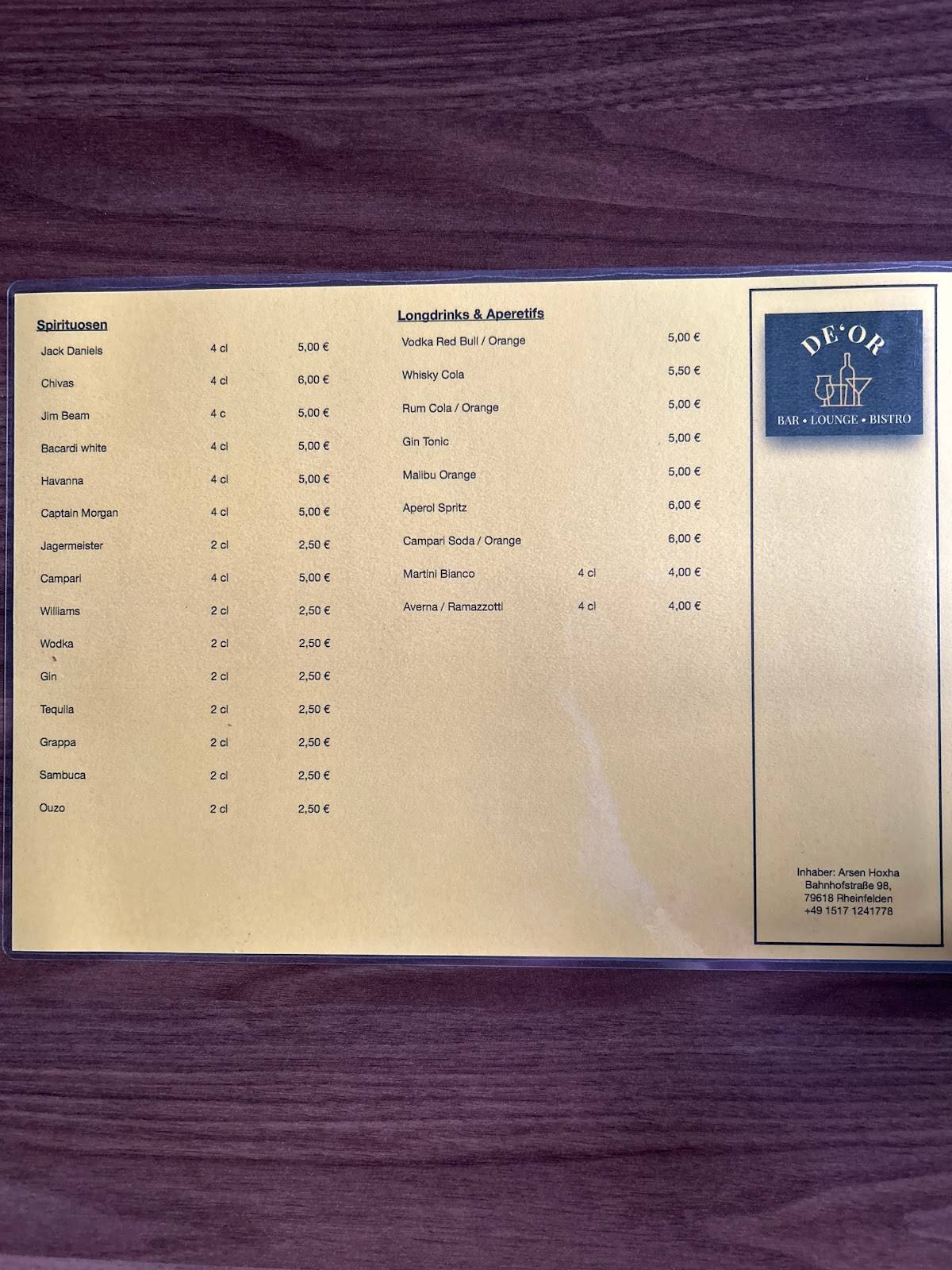 Menu de De'Or