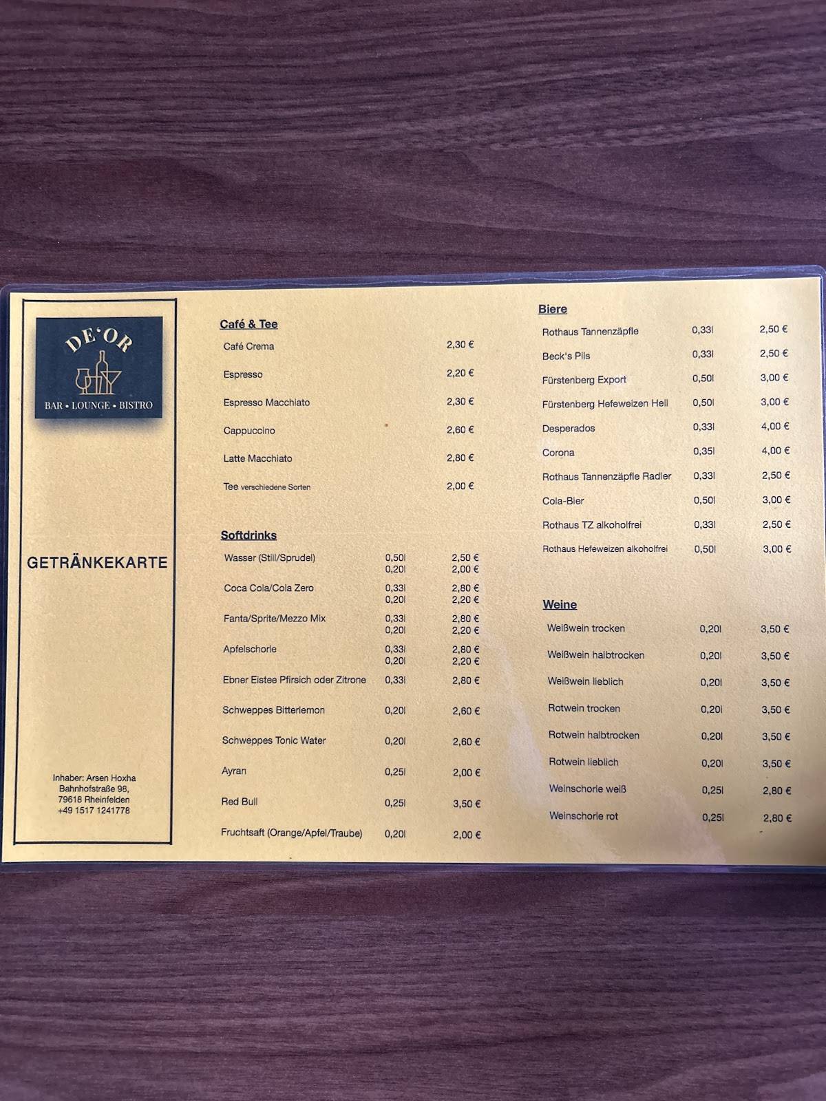 Menu de De'Or