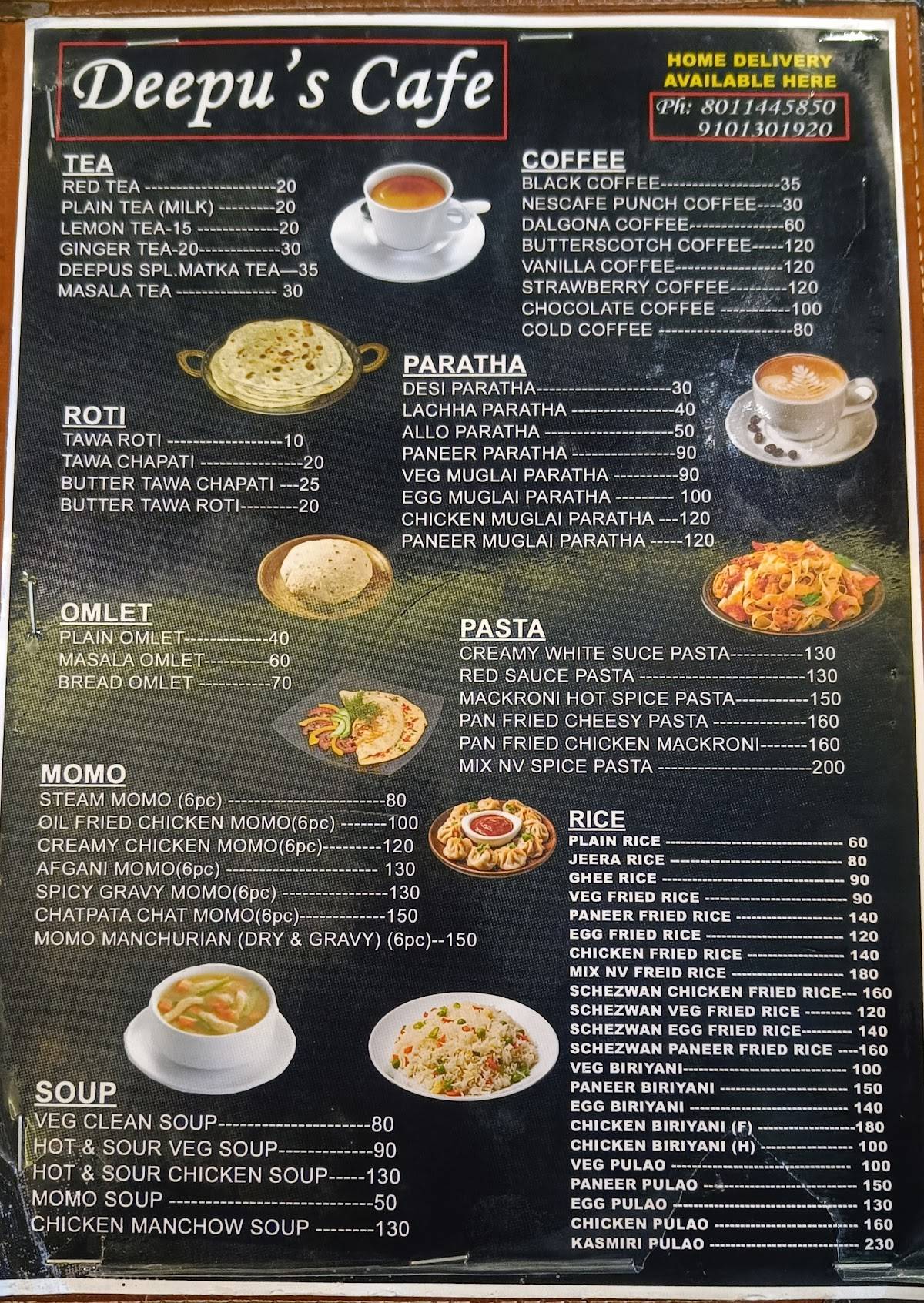 Deepu's Cafe menu