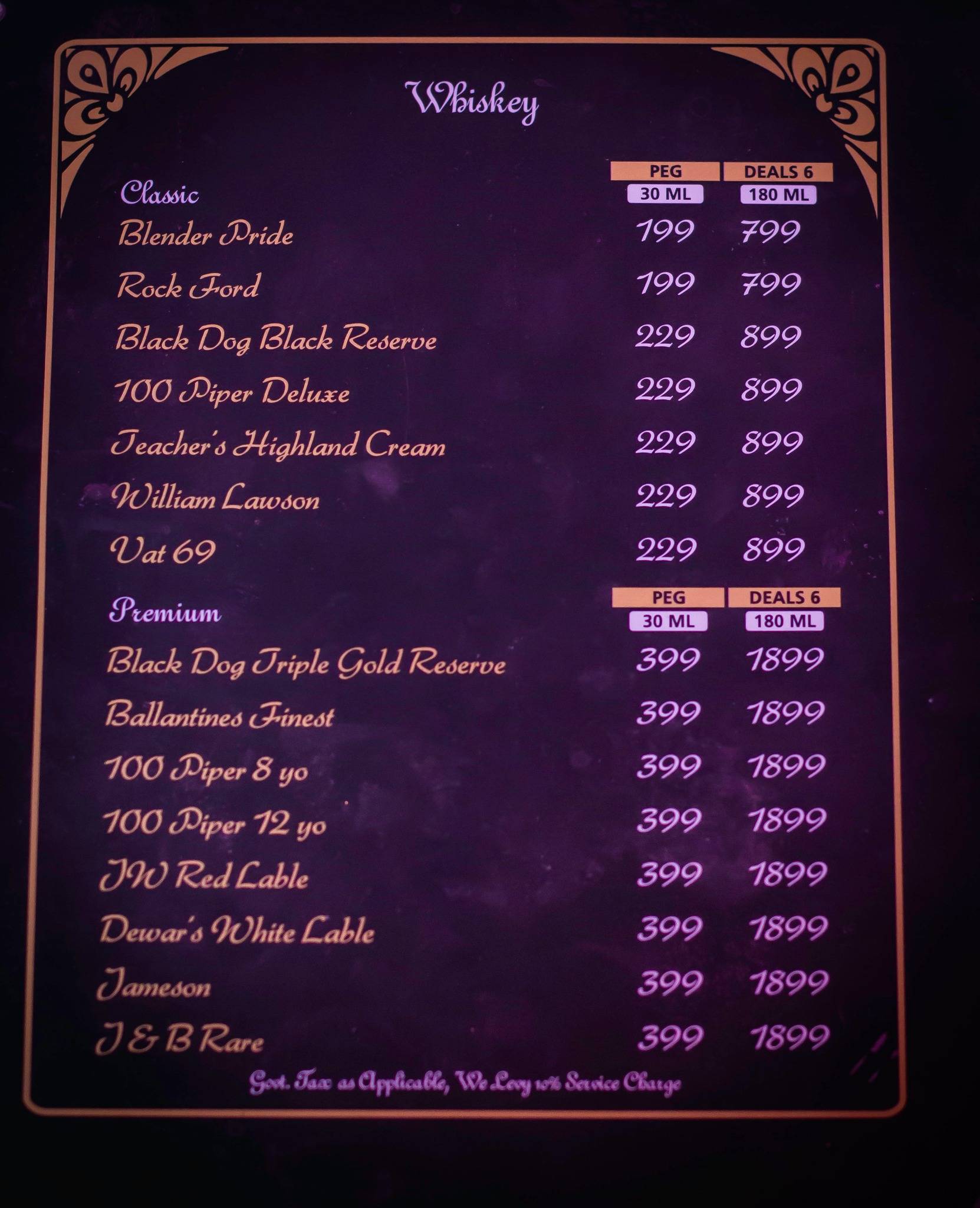 Boogie Woogie Cafe & Bar menu