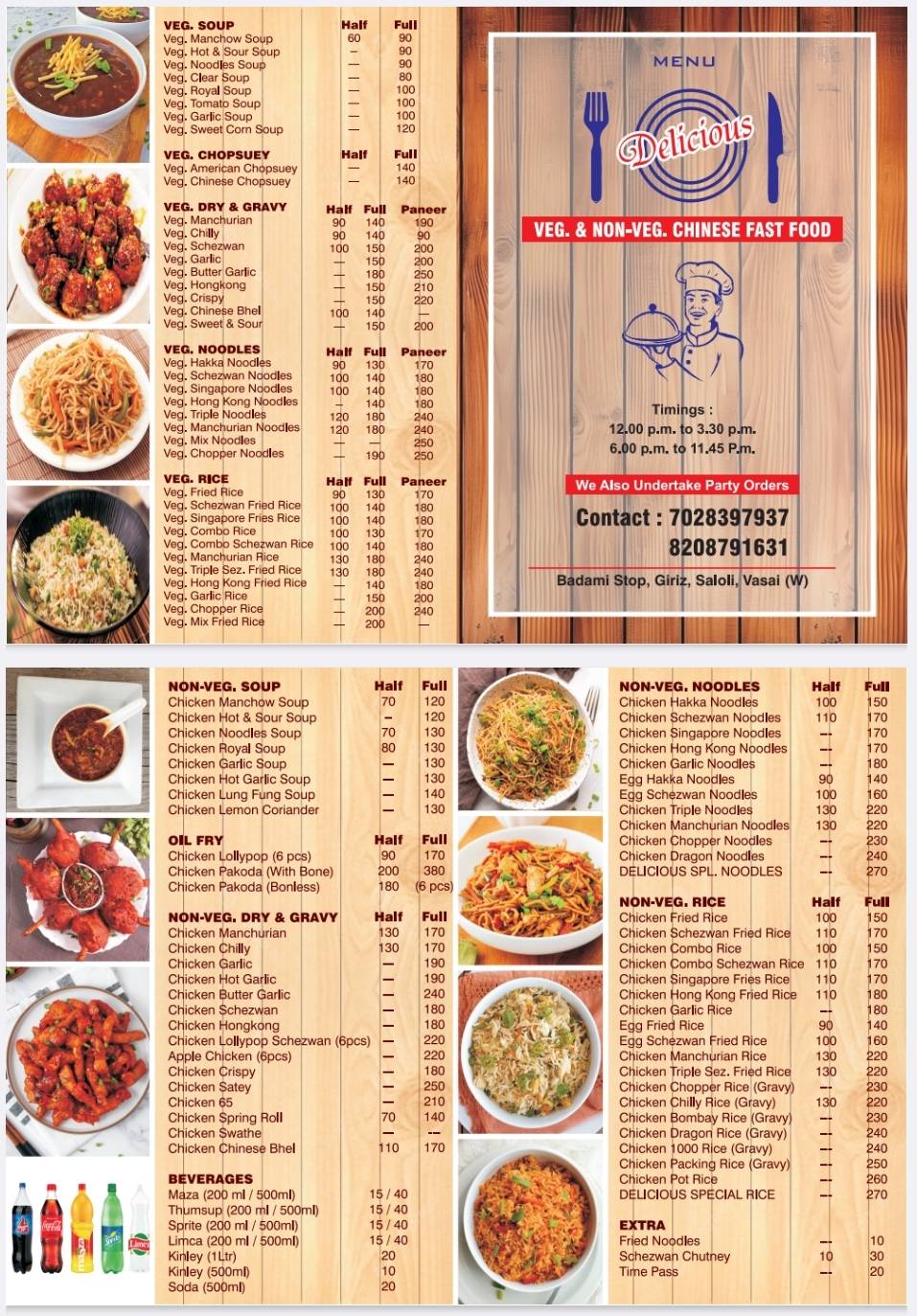 Delicious Chinese Fast Food Restaurant menu