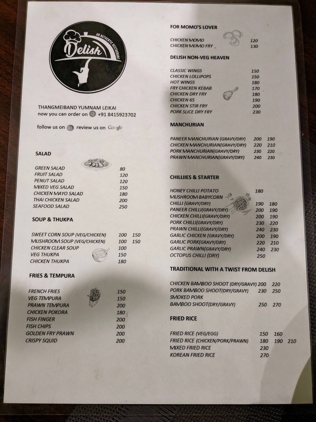 Delish menu