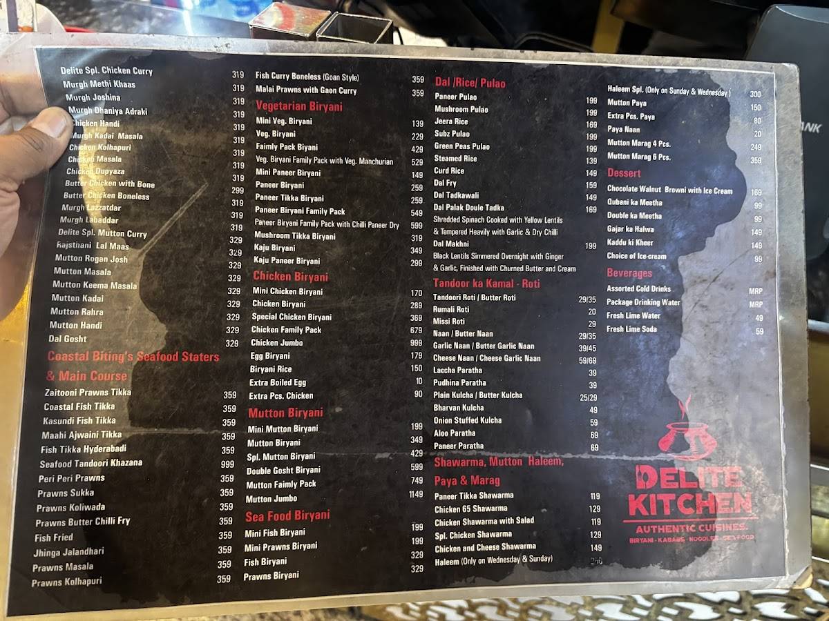 Delite kitchen menu