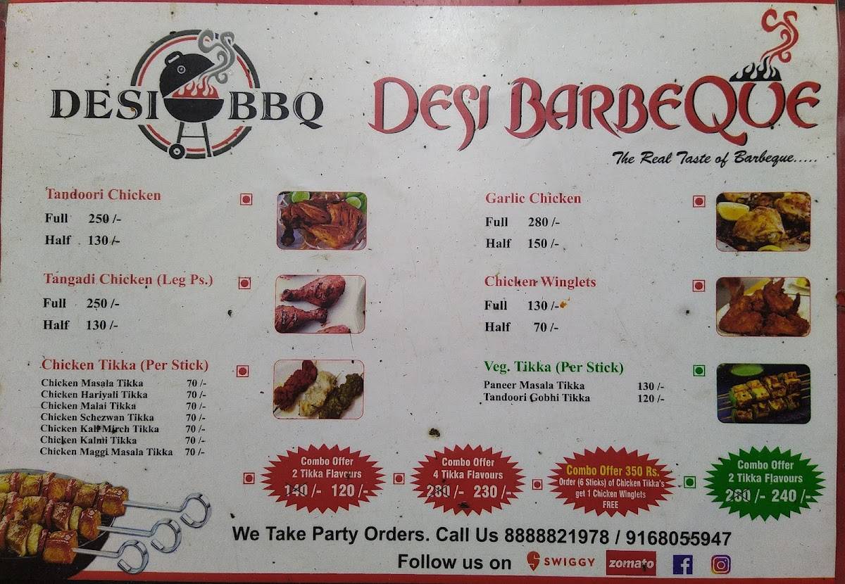 Desi Barbecue menu