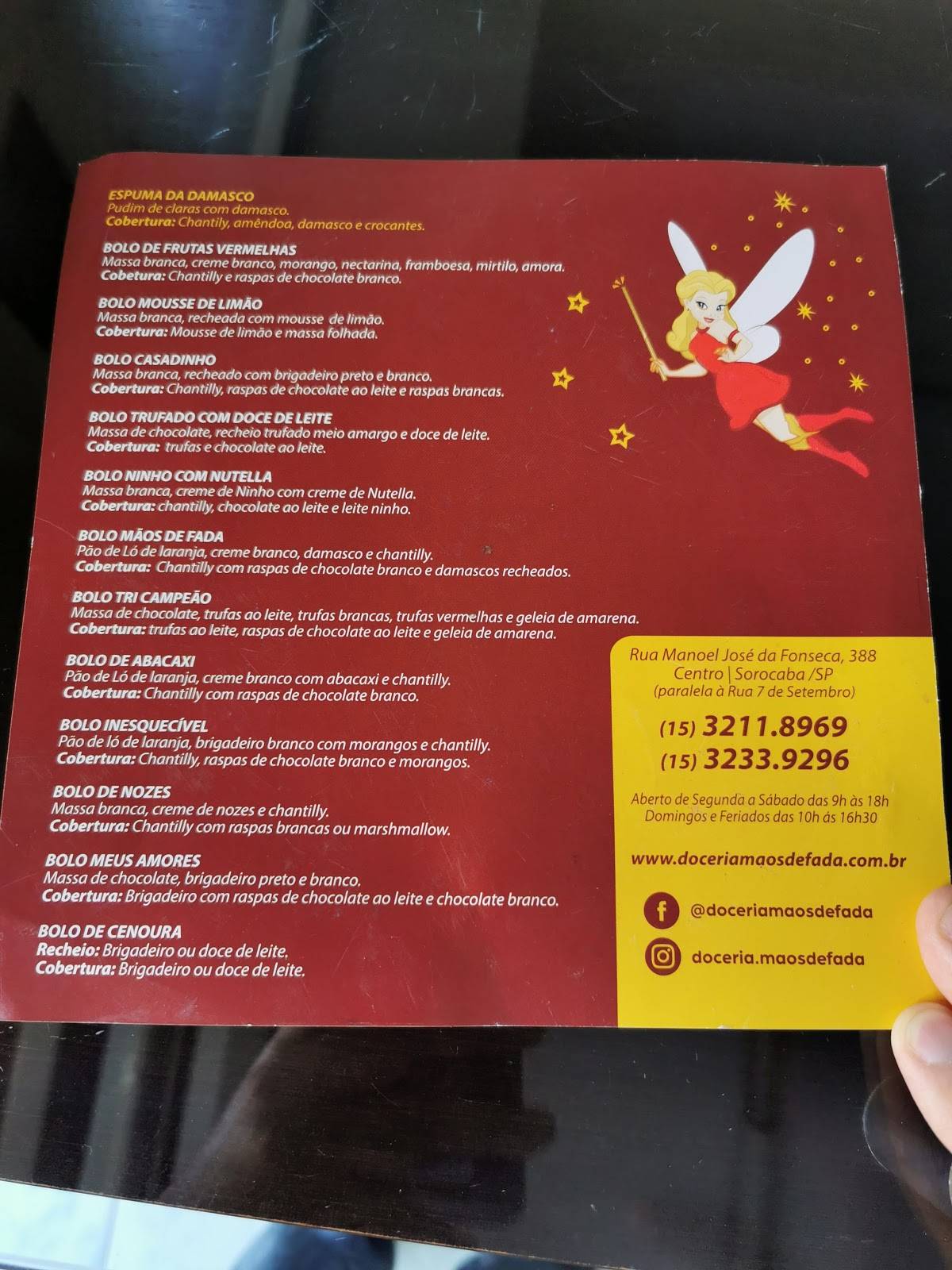 Doceria Mãos de Fada cardápio